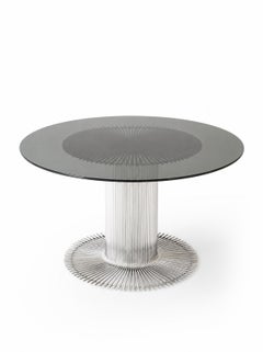 Gastone Rinaldi Round Metal and Glass Dining Table for RIMA, Italy, circa 1970