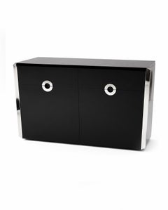 Willy Rizzo, credenza in metallo nero per Mario Sabot, anni '70 circa.