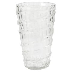 Ercole Barovier, Tall Transparent murano glass vase, 1937, Italy