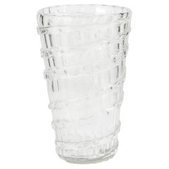 Ercole Barovier, Tall Transparent murano glass vase, 1937, Italy