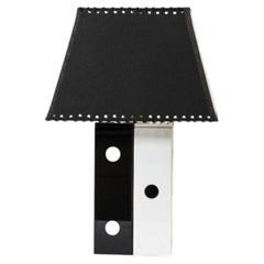 Italian School Table Lamp in Black and White Opaline Glass, circa 1960s