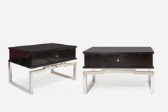 Pair of bedside tables, circa 1970 Guy Lefevre France, circa 1970