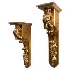 Late 19th Century Neo-Baroque Handcarved Giltwood Wall Brackets, a Pair