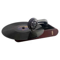 1930s Thorens Excelda Portable Gramophone, Columbia Needles & 10 Shellac records
