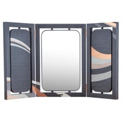 Miroir triptyque Emilio avec marqueterie à la main sur la face arrière