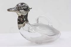 Crystal and Sterling Duck Claret Jug