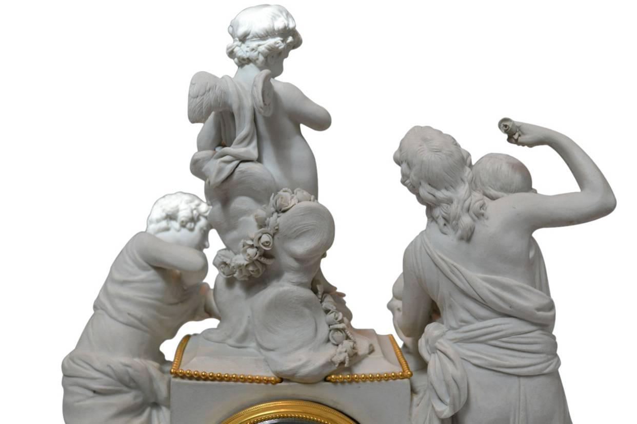 Mid-19th Century Sèvres Biscuit Porcelain Clock For Sale