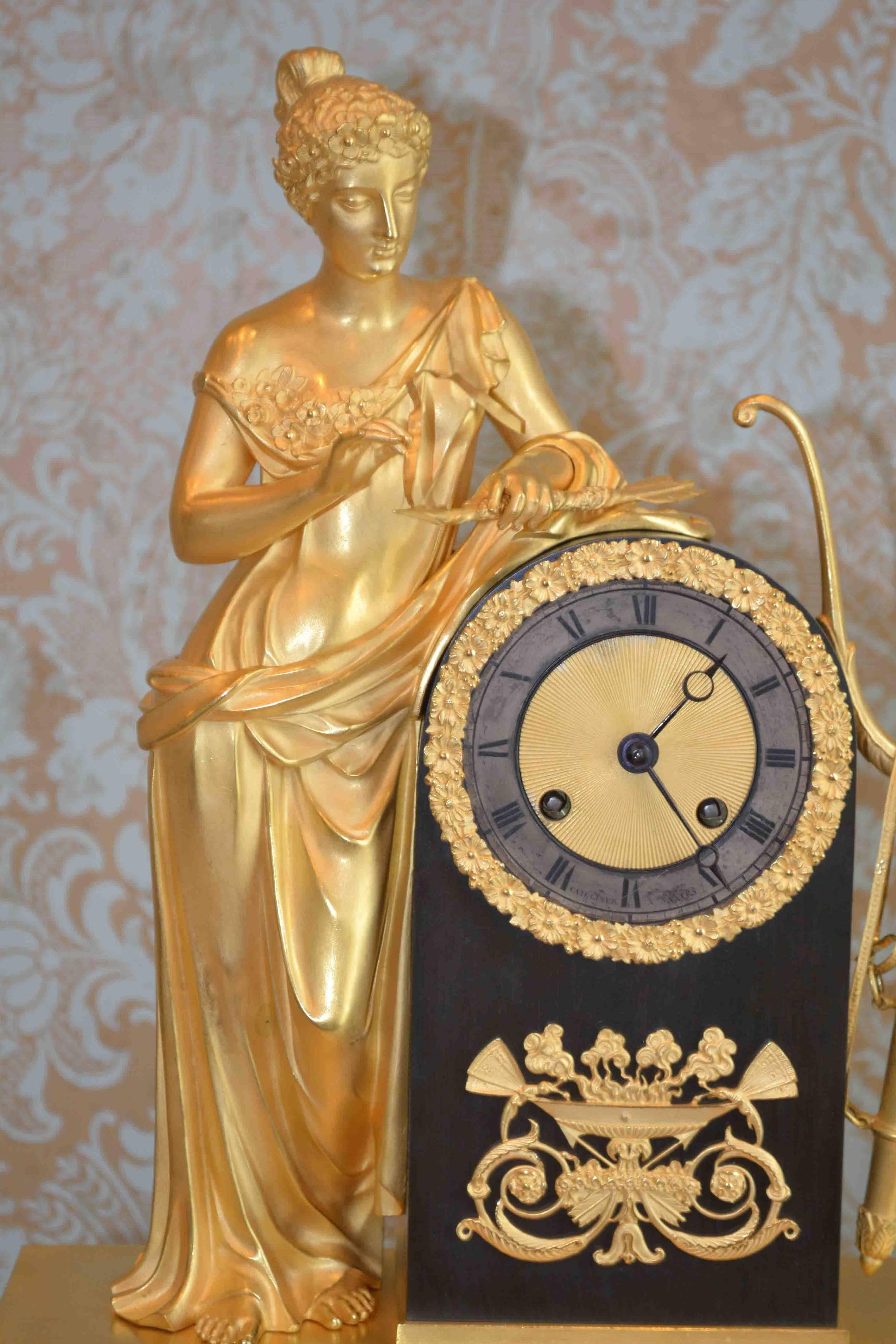 French Empire Clock with a Standing Psyche or Venus