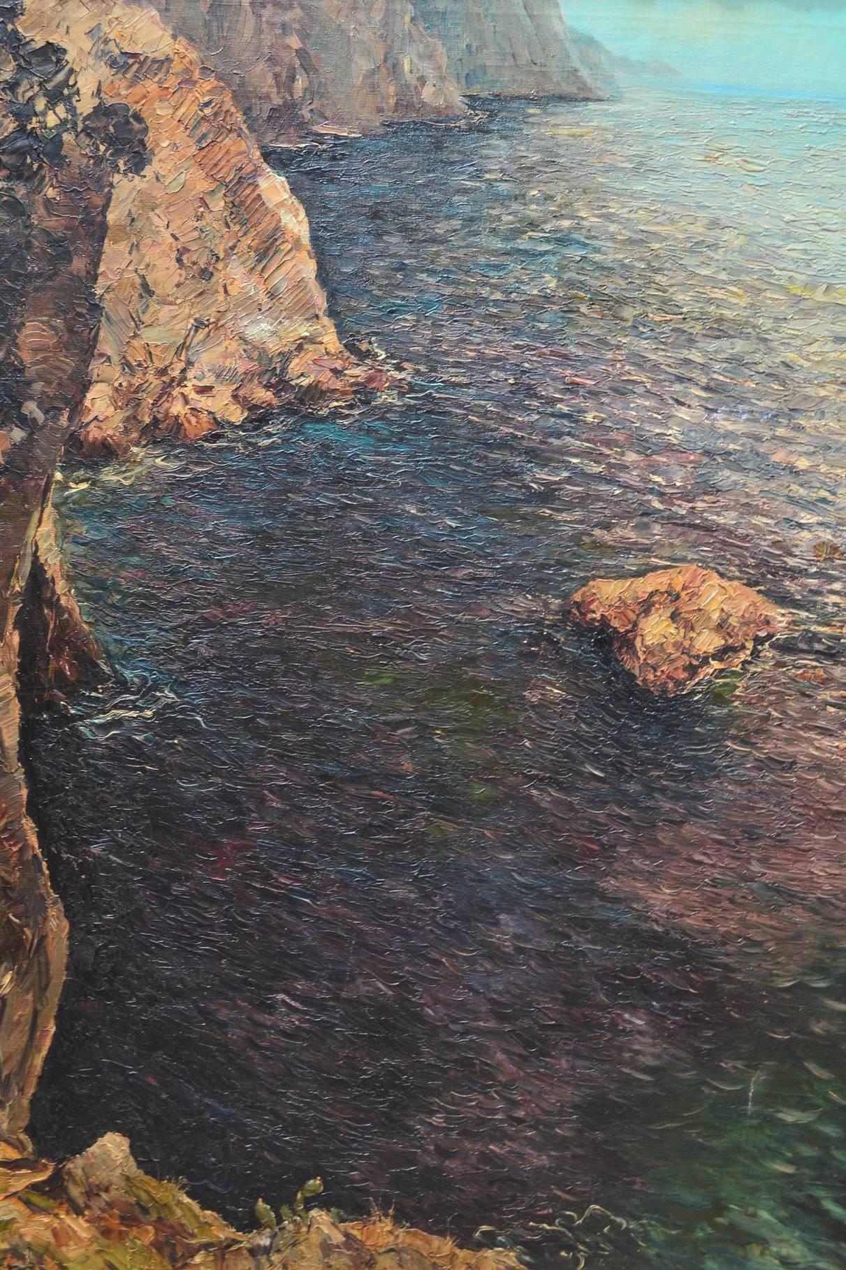 Mid-20th Century Isle of Capri Oil Painting, Signed Matteo Sarno For Sale