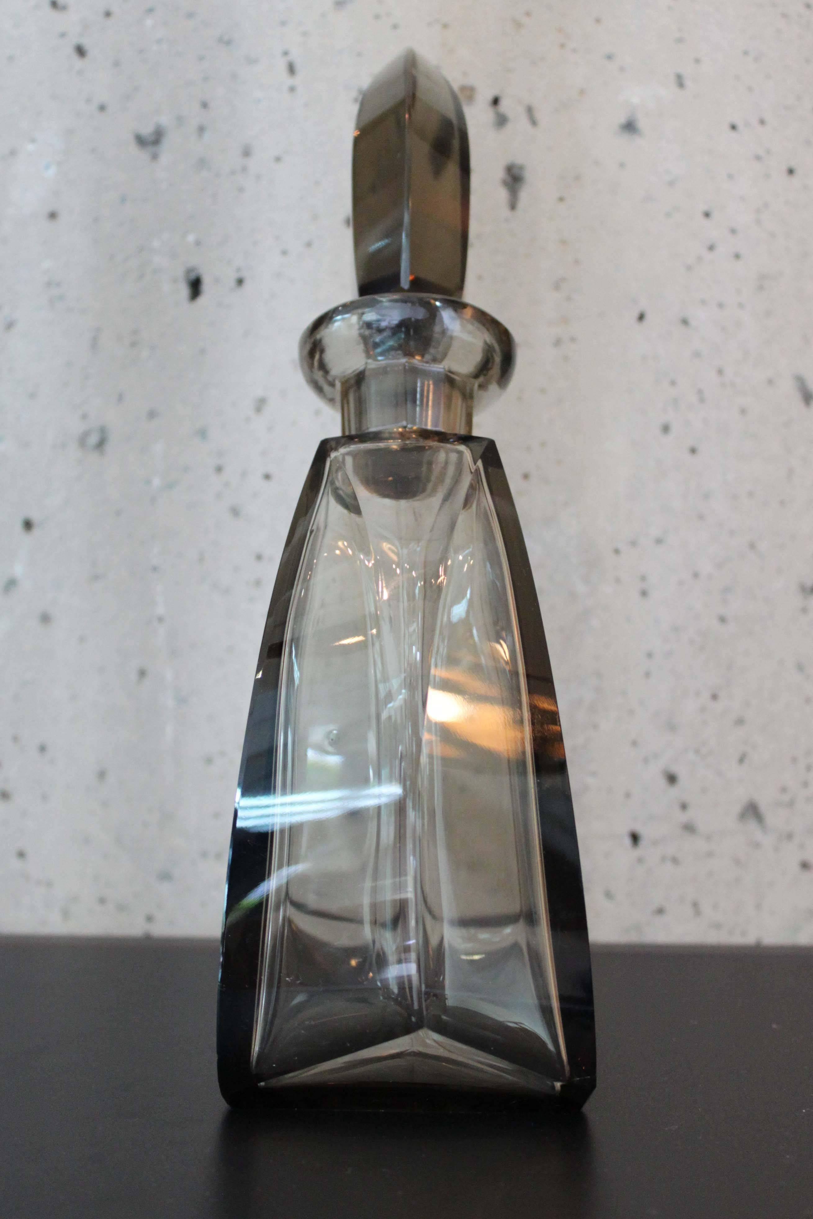 Late 20th Century Smoked Crystal Decanter For Sale