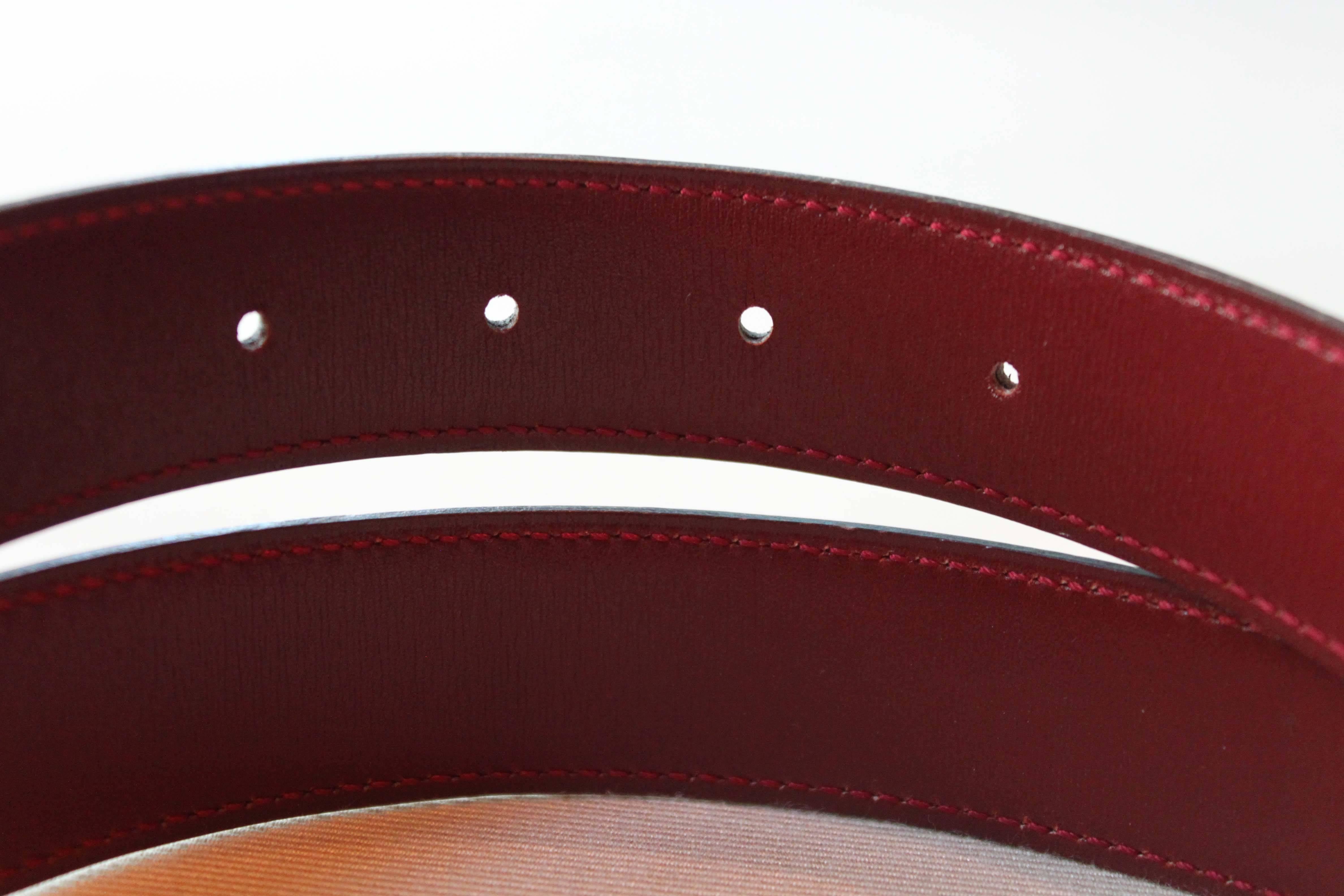 French Hermès Belt Reversible Black/Red with Gold Buckle