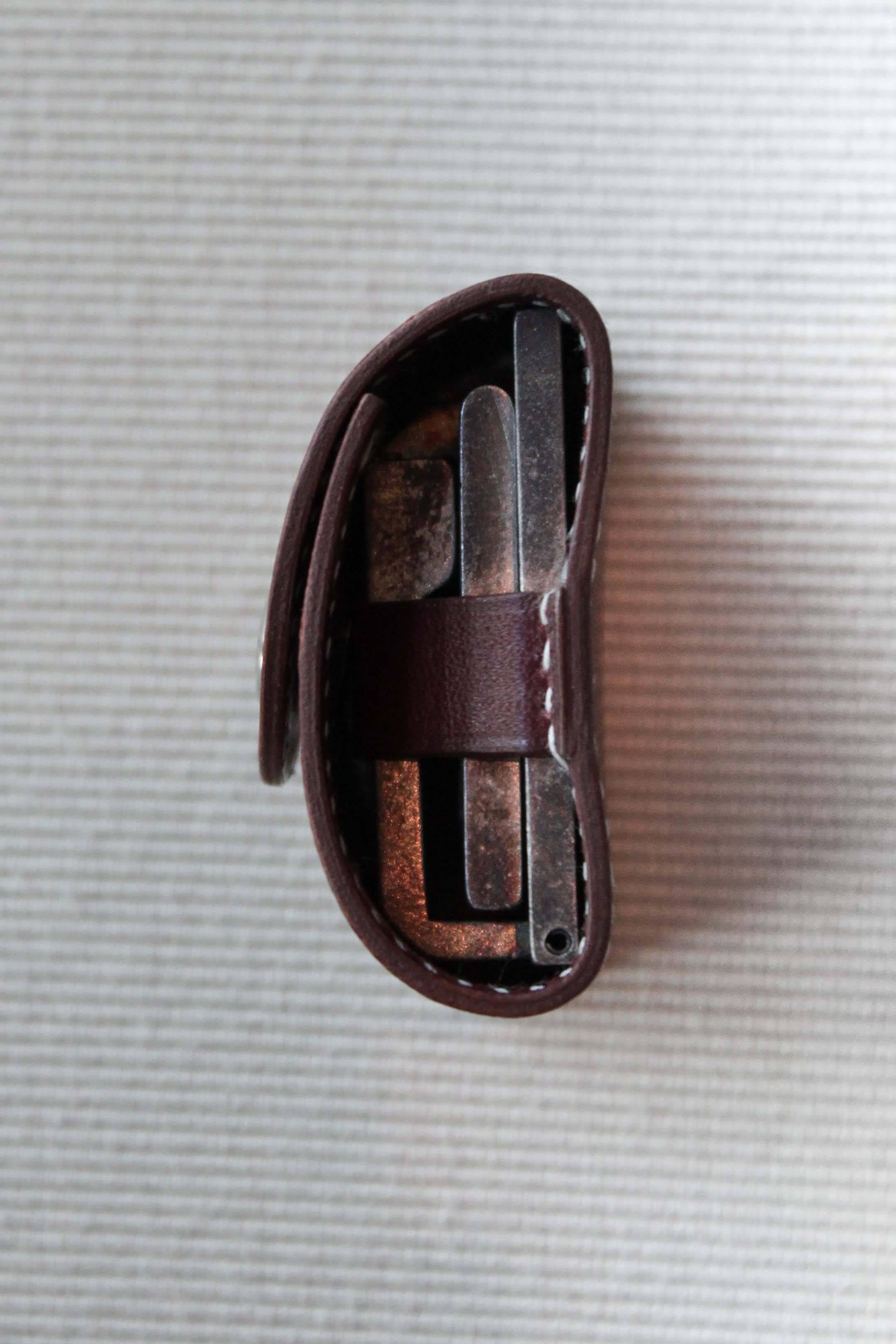 French Hermès Miniature Magnifying Glass with Leather Case
