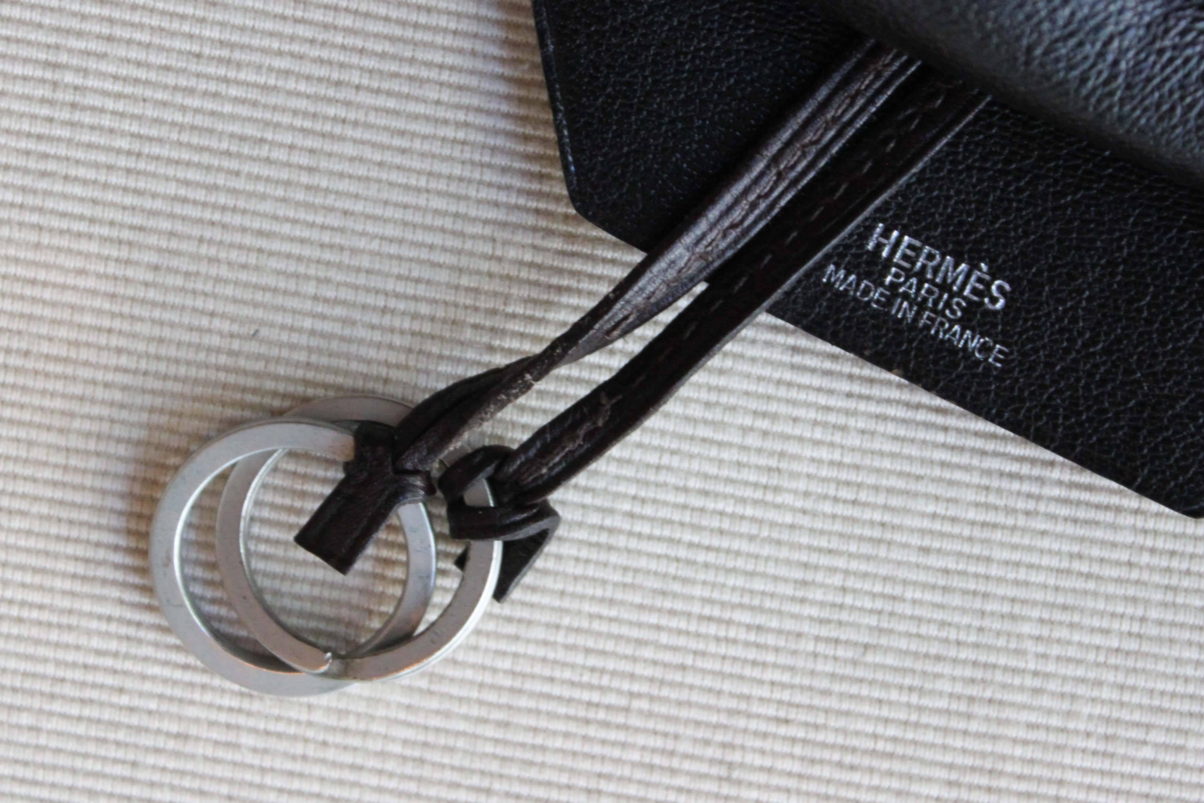 Hermès Key Ring Clochette Necklace, Dark Brown In Good Condition In Vancouver, BC