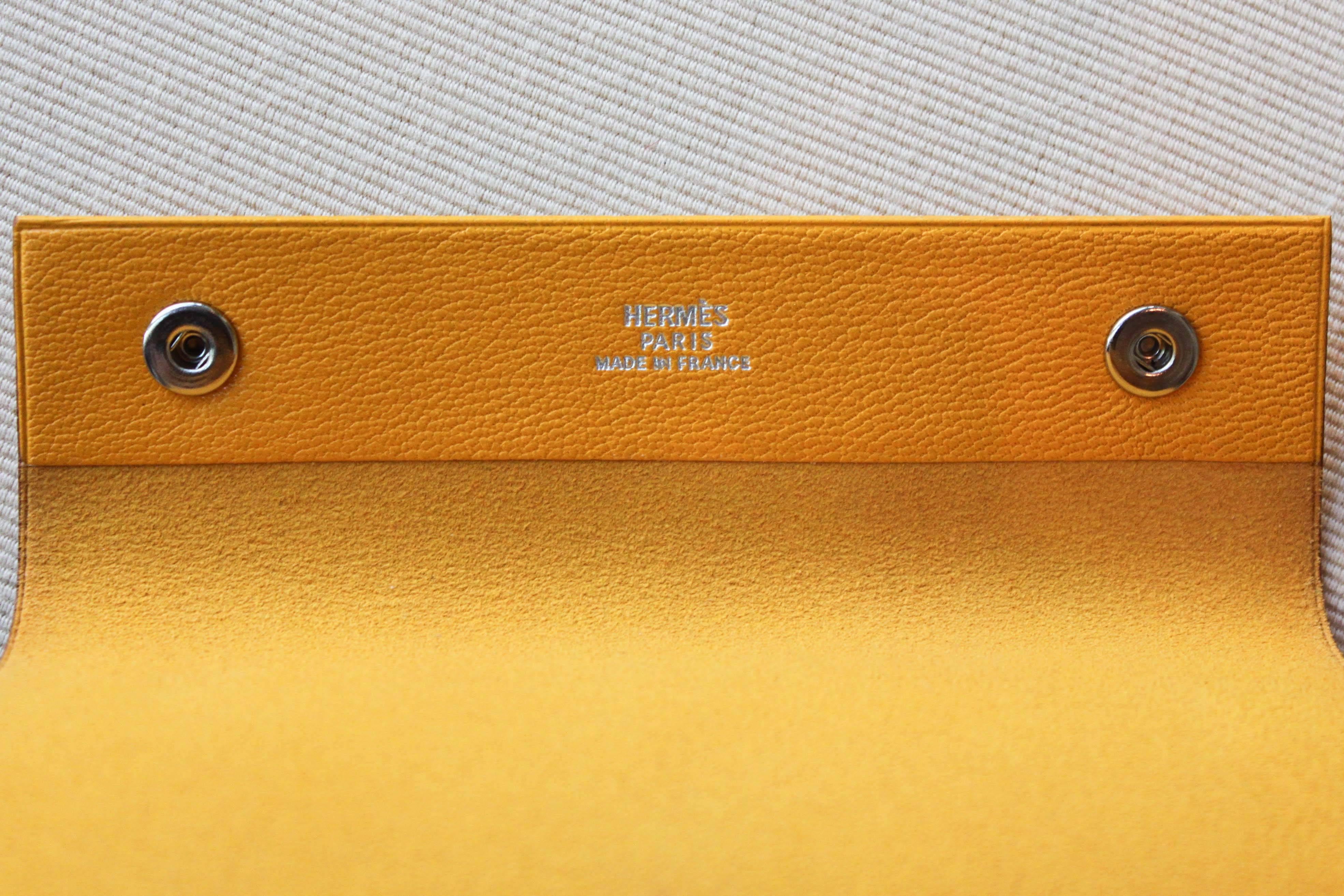 French Hermès Yellow Leather Snap Folio For Sale