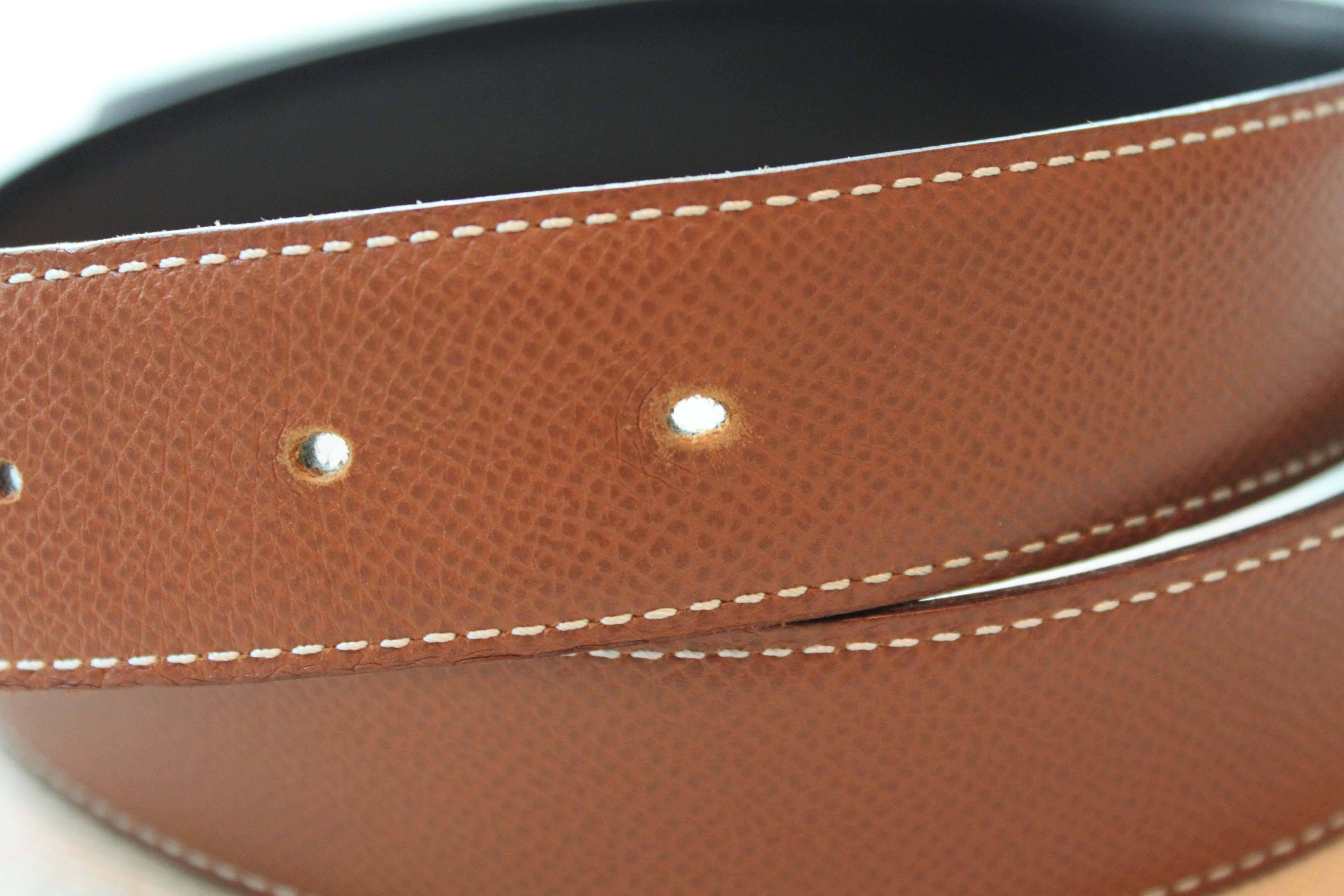 Hermès Reversible Brown/Black Leather Belt 1