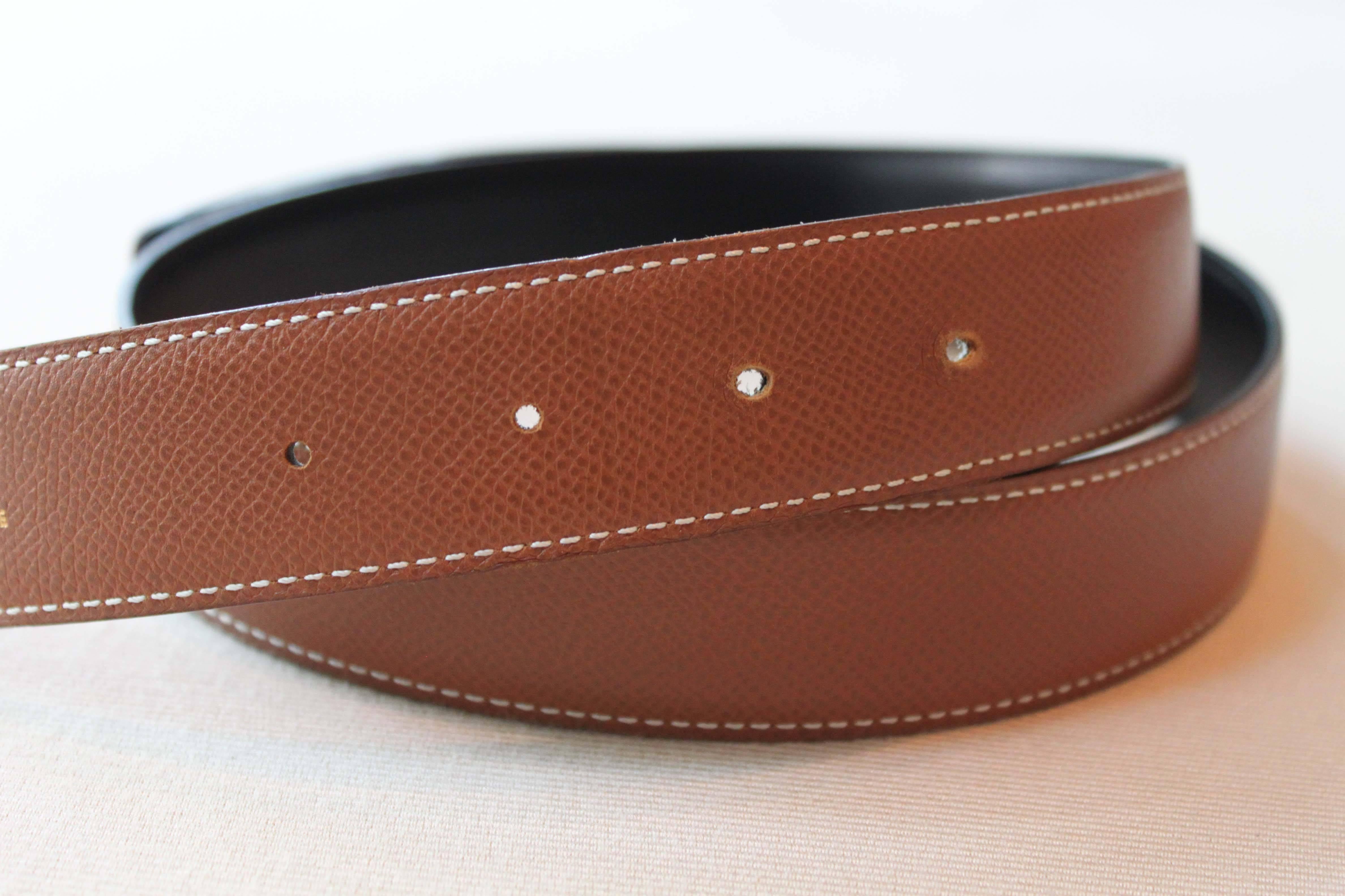 Late 20th Century Hermès Reversible Brown/Black Leather Belt