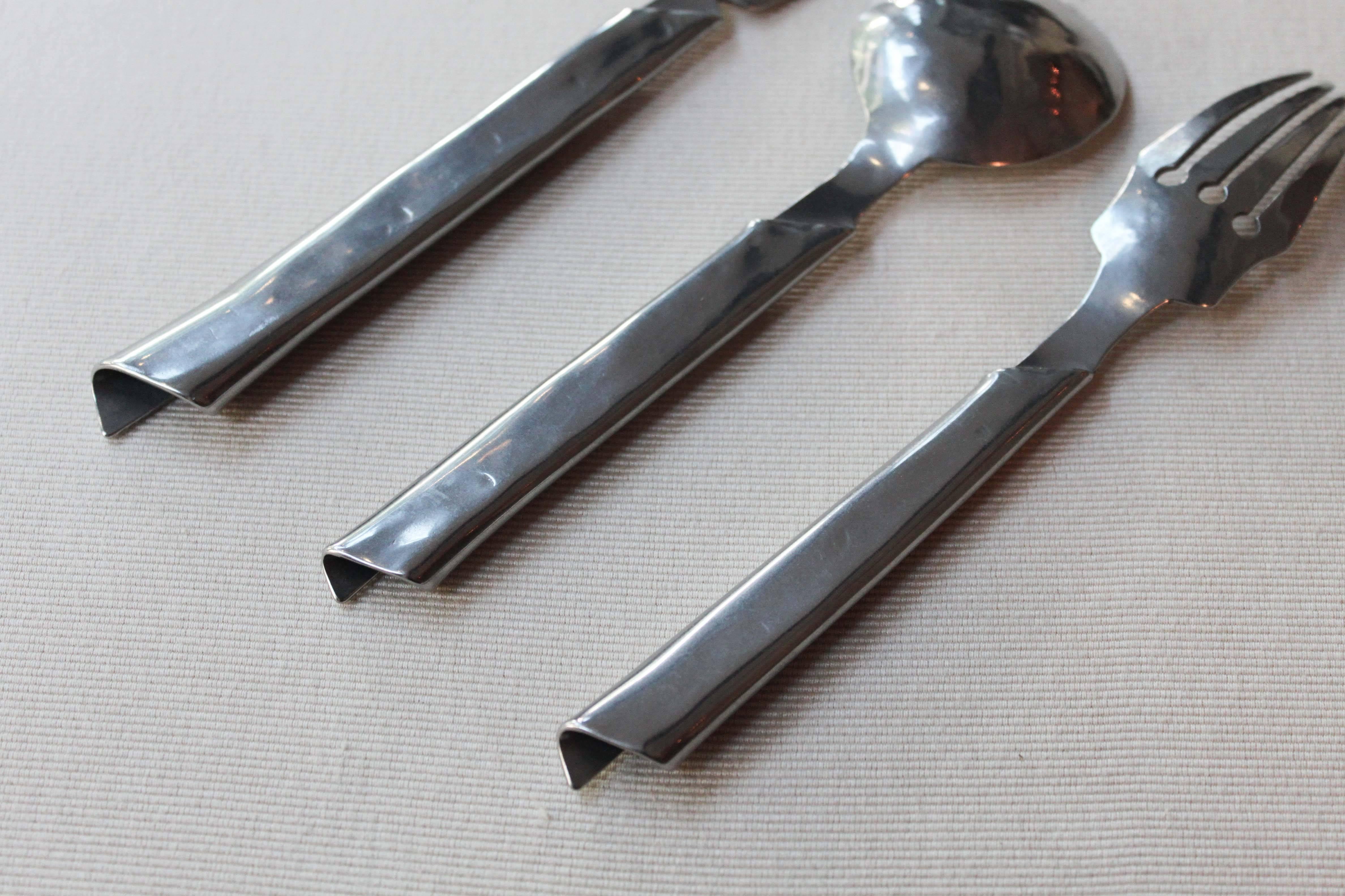 Hammered Stainless Flatware by Stefanie Dueck, Three-Piece  For Sale