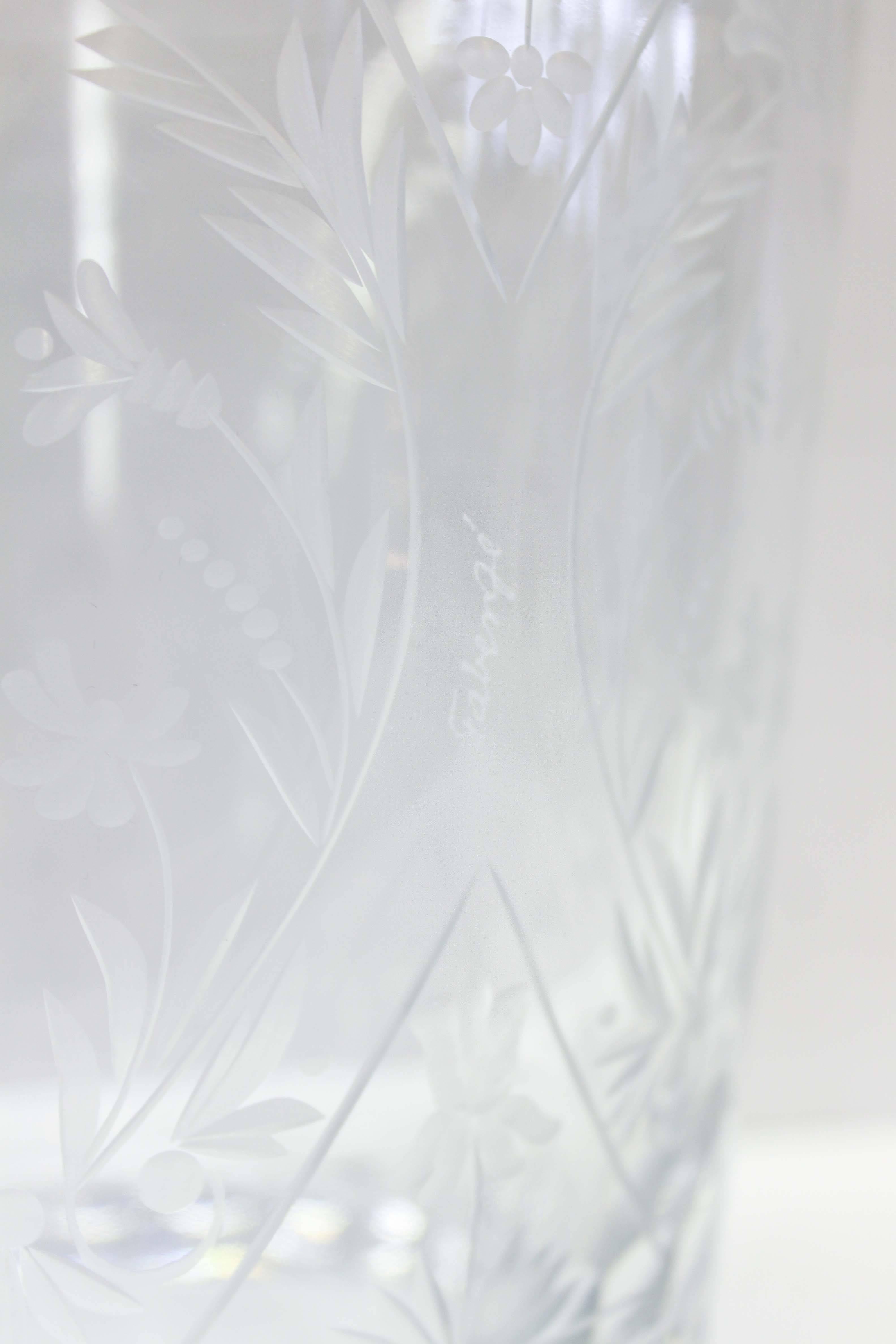 Contemporary Fabergé Crystal Vase, Signed