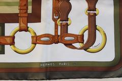 Hermès "Coaching" Scarf, Green