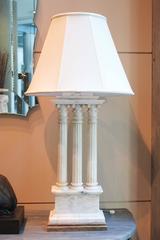 Pair of Neoclassical White Alabaster Table Lamps