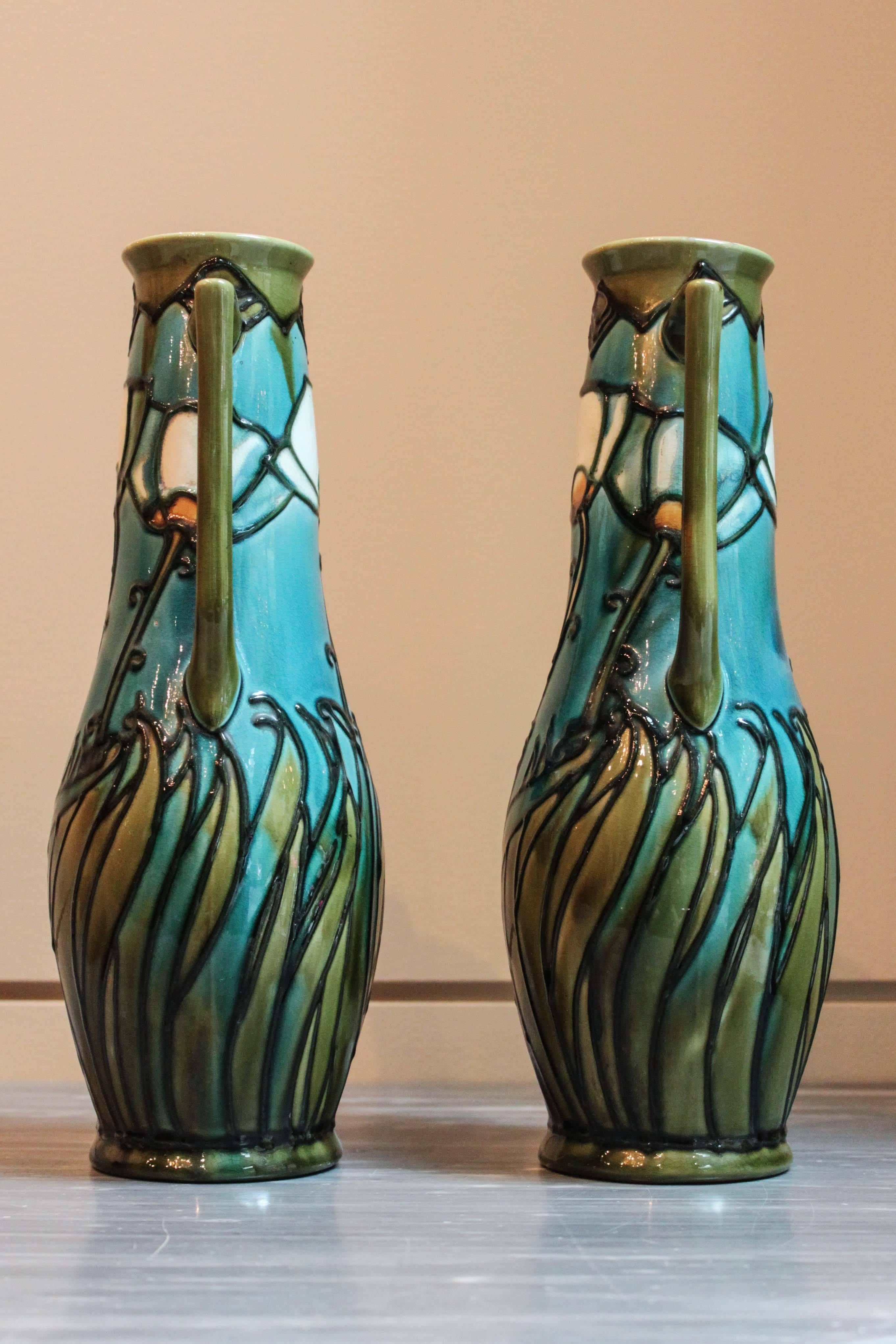 Pair of art Nouveau vases marked 