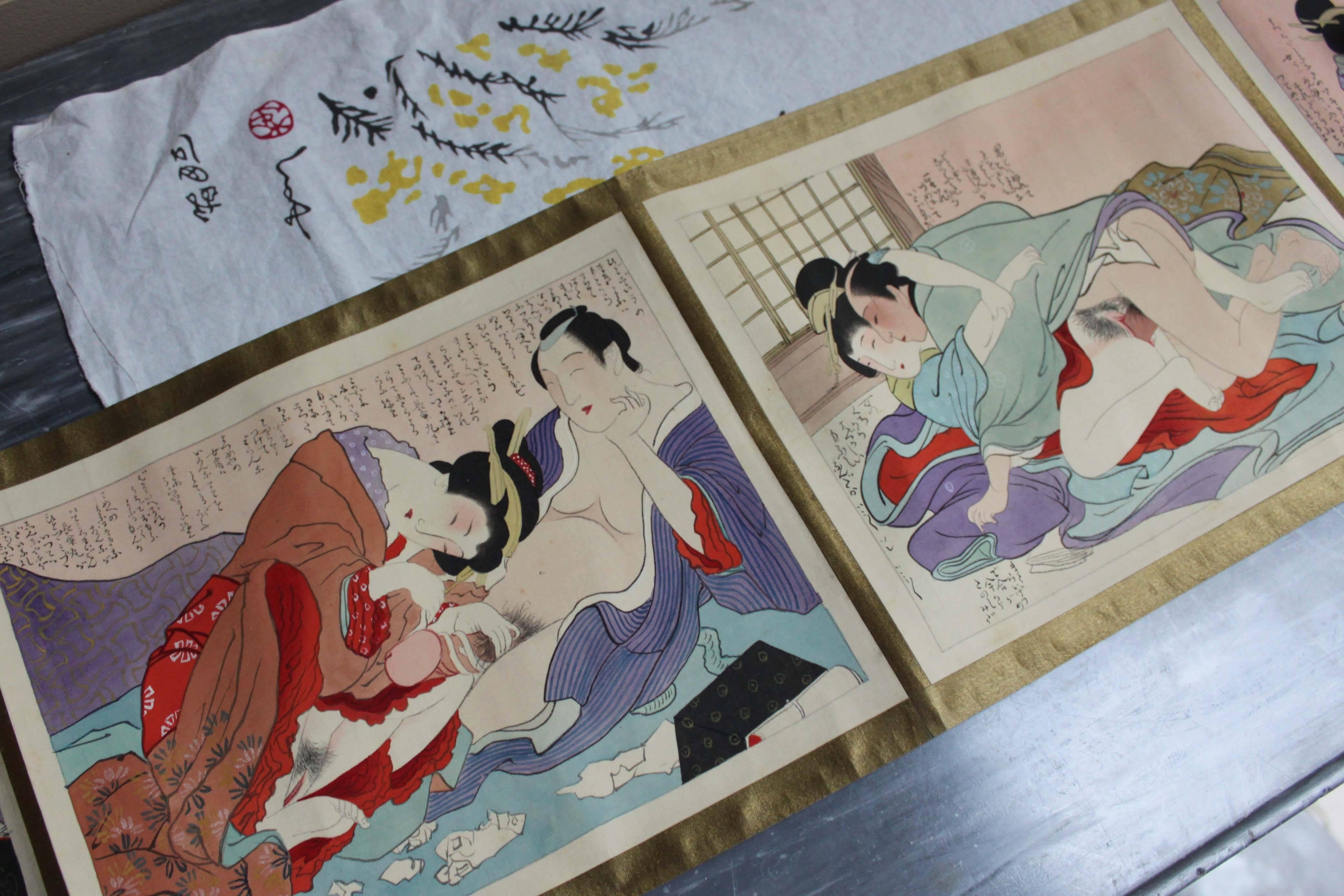 Taisho Japanese Shunga Erotic Scroll