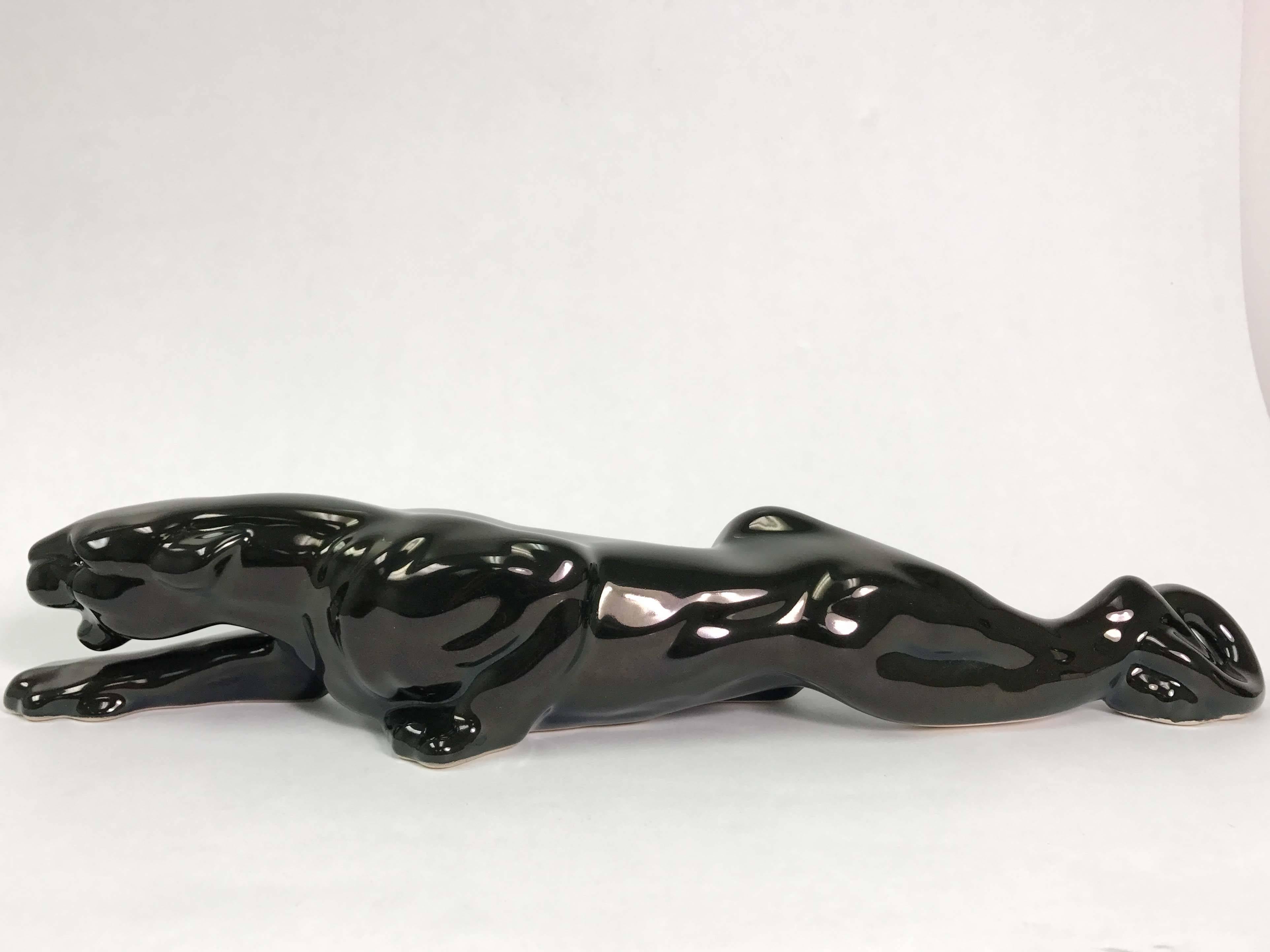 Mid-century ceramic black panther. Excellent original condition, unmarked.