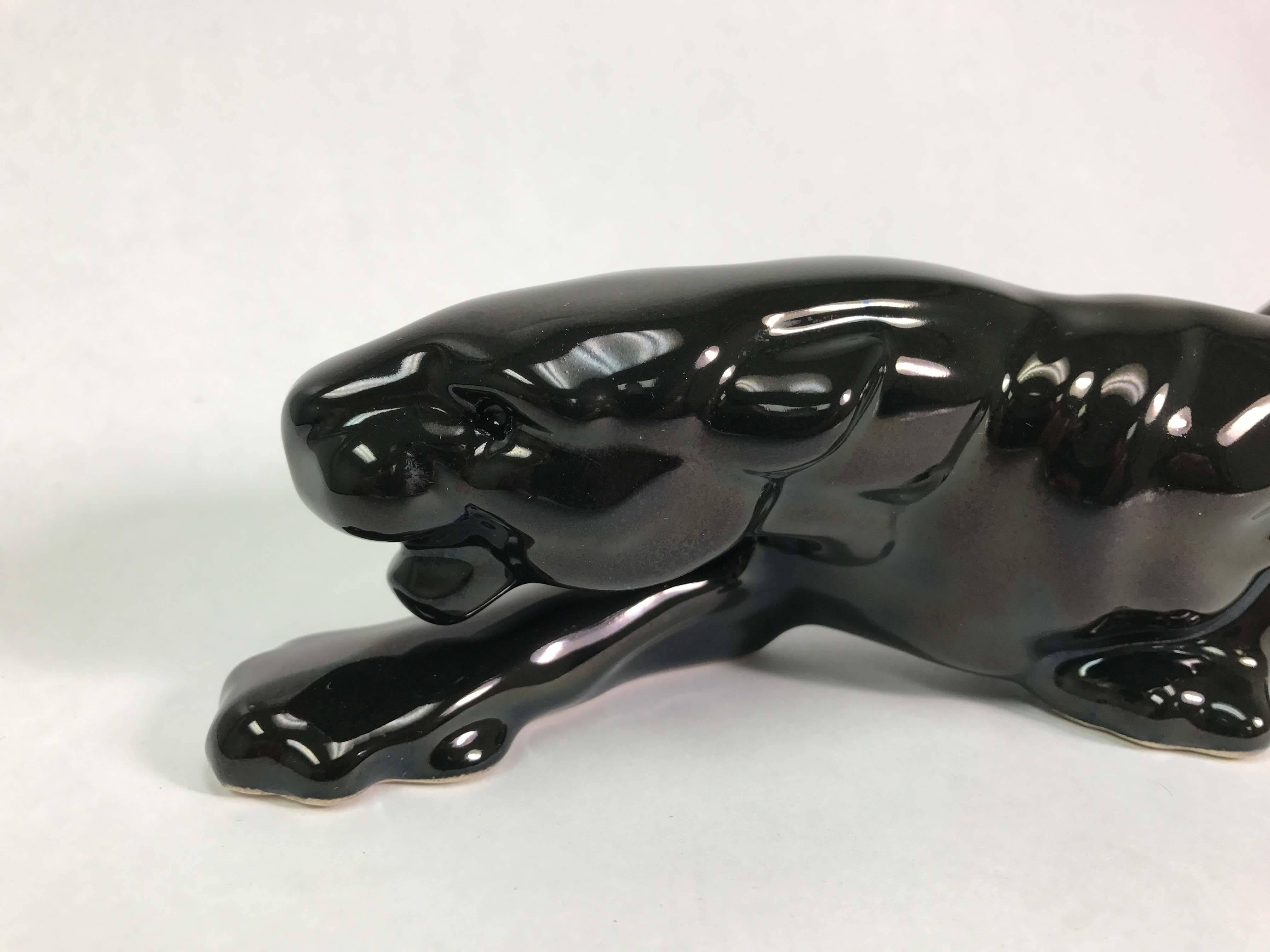 American Ceramic Black Panther Sculpture