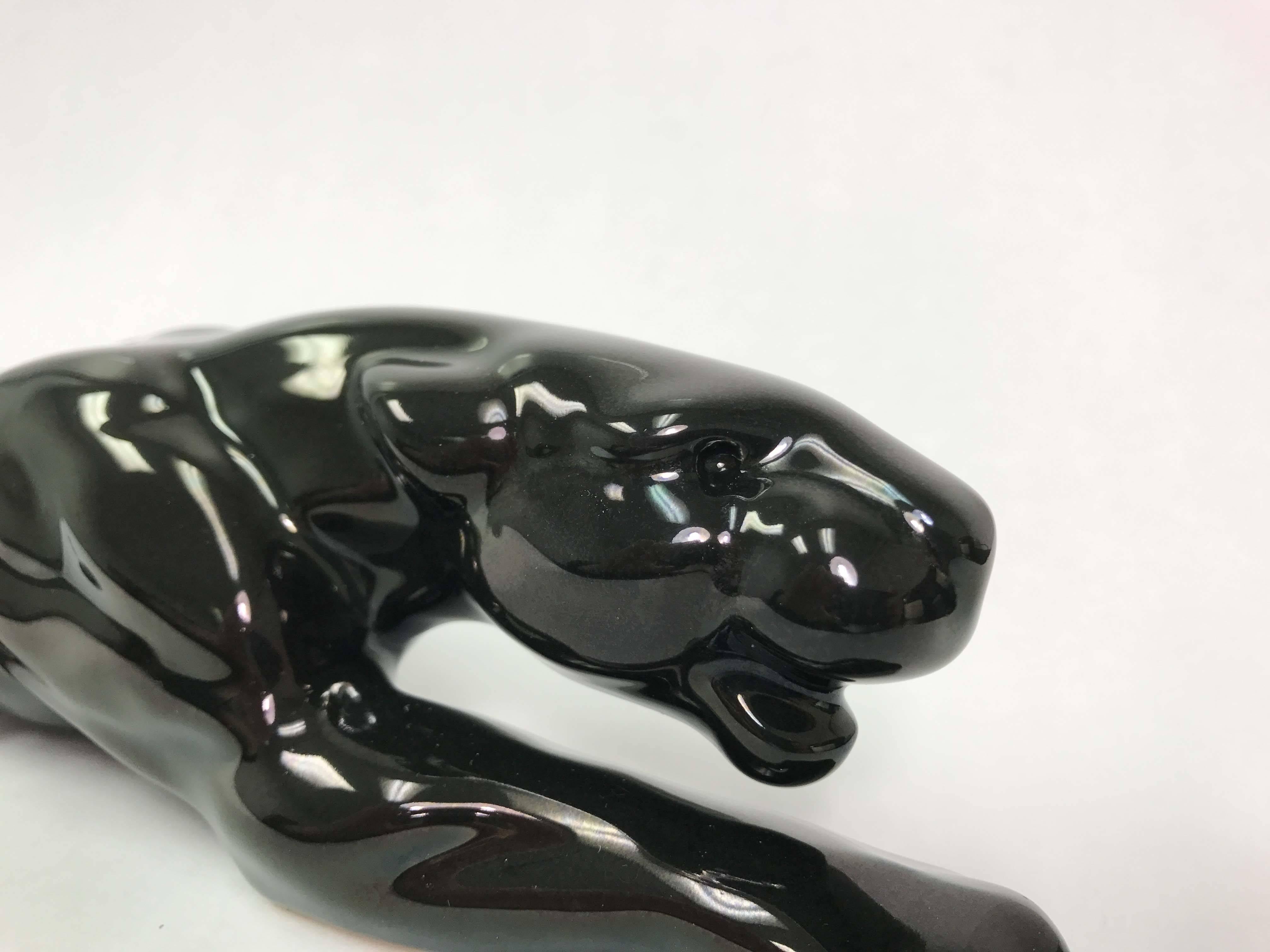 Ceramic Black Panther Sculpture 1