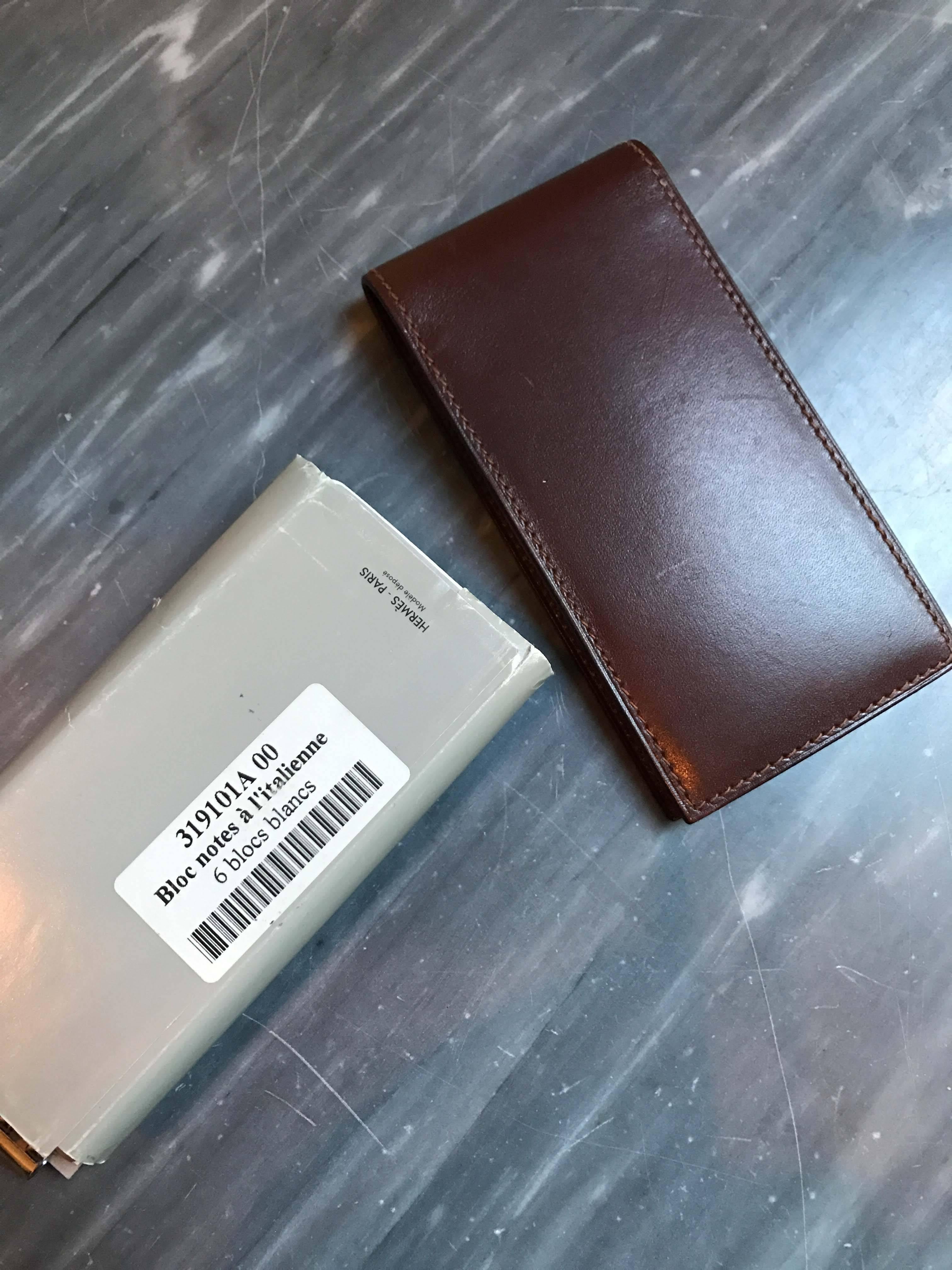 Hermès Leather Note Pad and Pen In Good Condition In Vancouver, BC