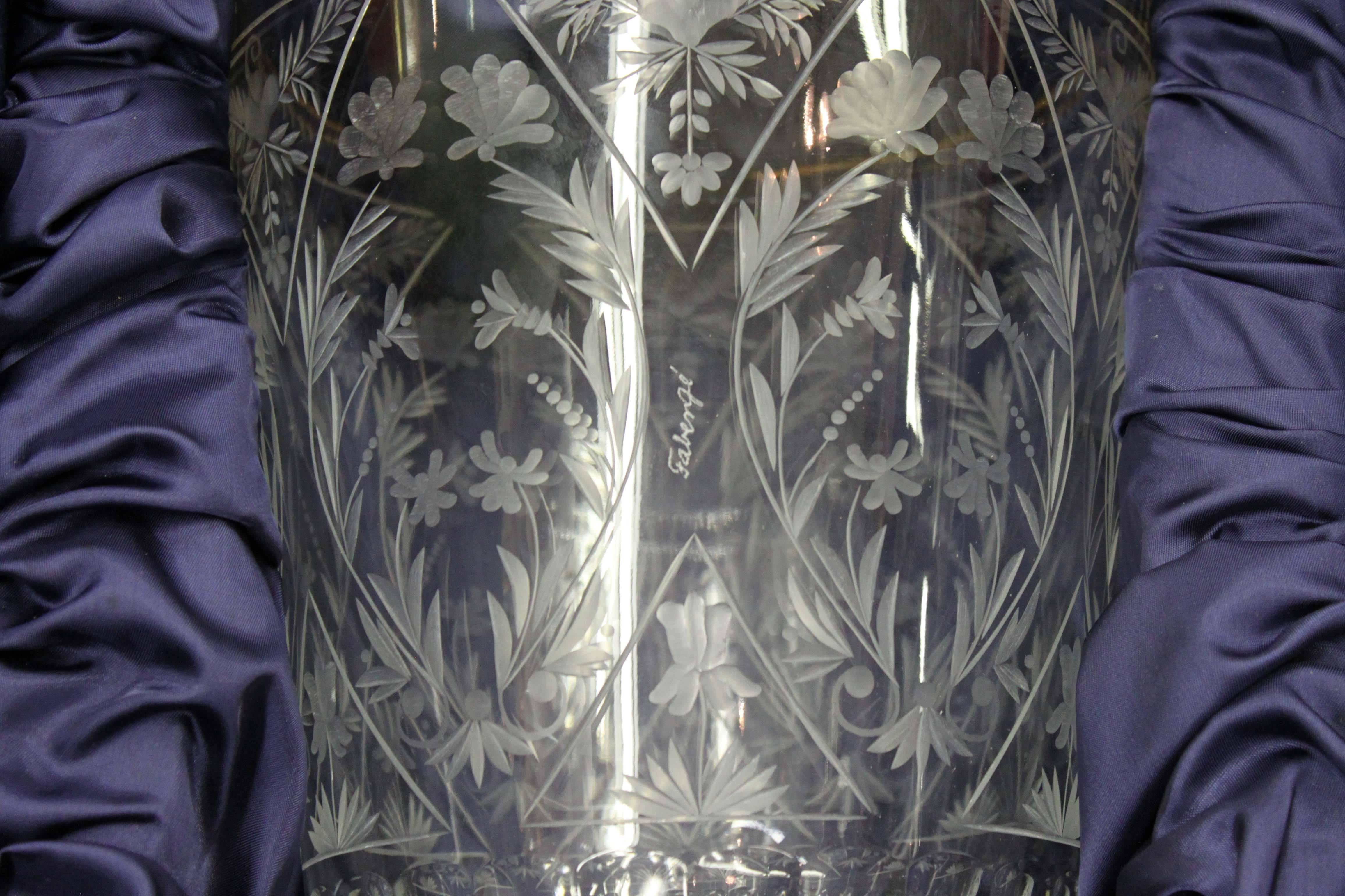 Fabergé Crystal Vase, Signed 1
