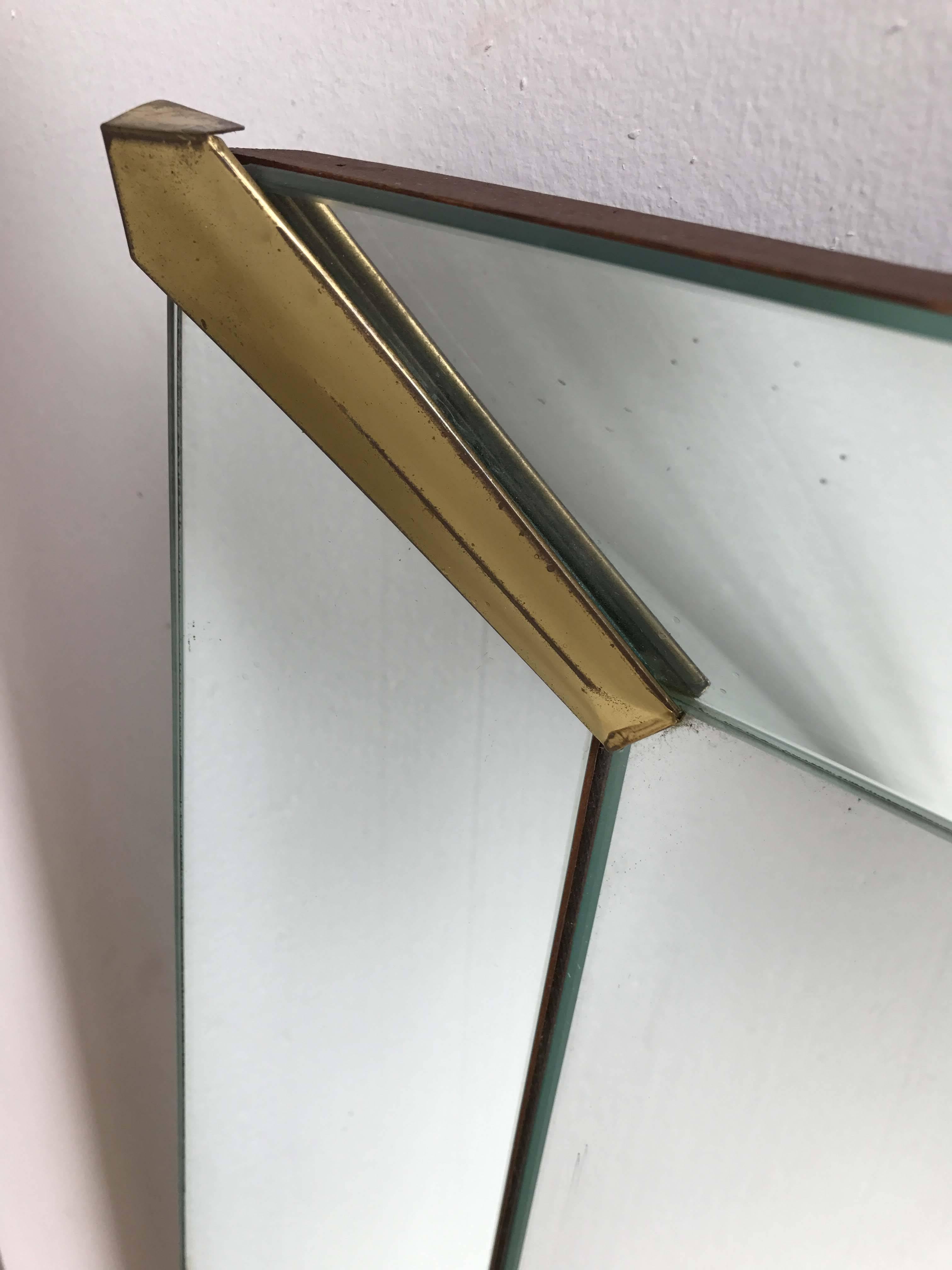 Art Deco Mirror with Brass Mounts In Good Condition For Sale In Vancouver, BC