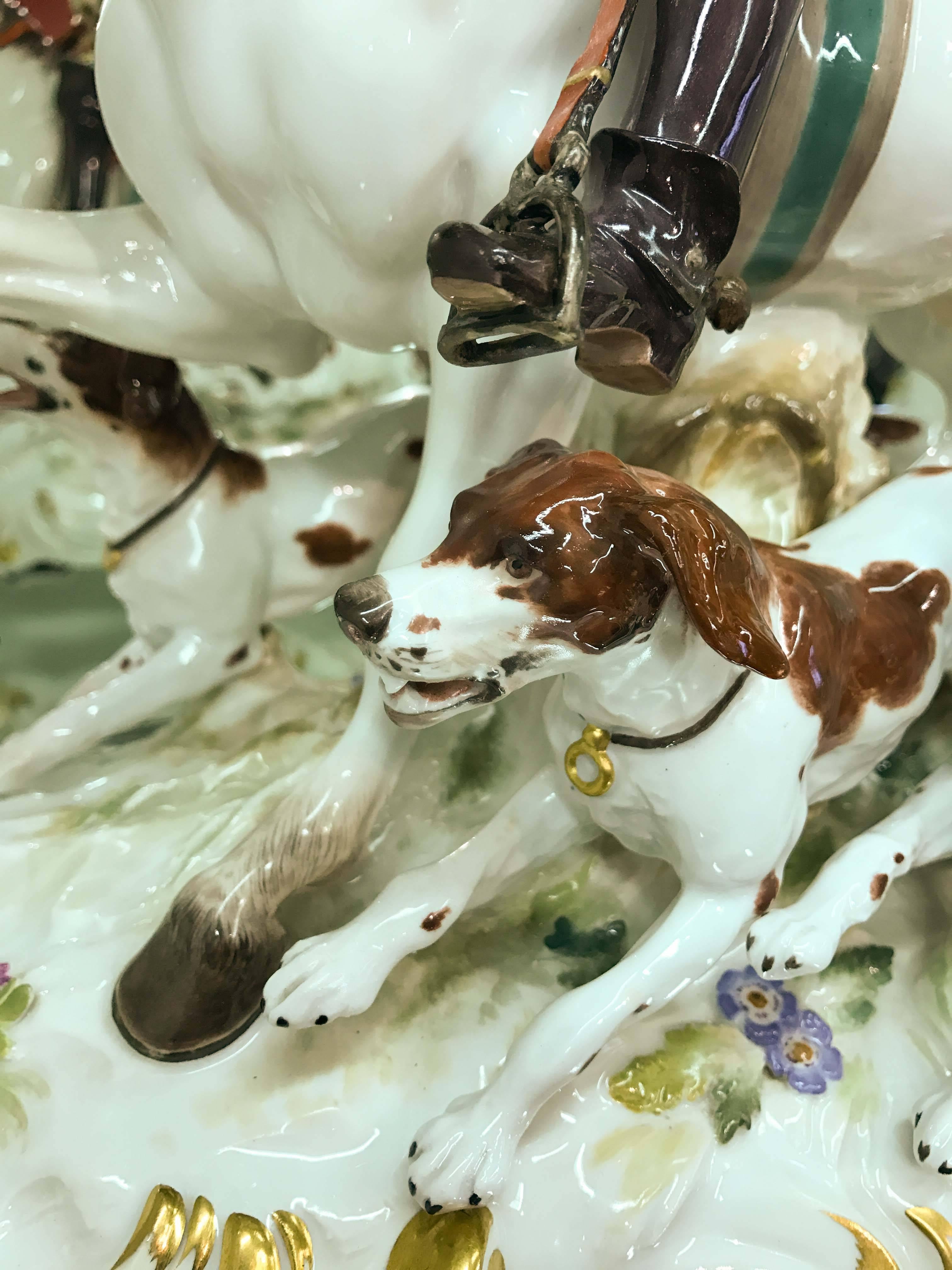 Early 20th Century Huntsman and Hounds marked Meissen For Sale