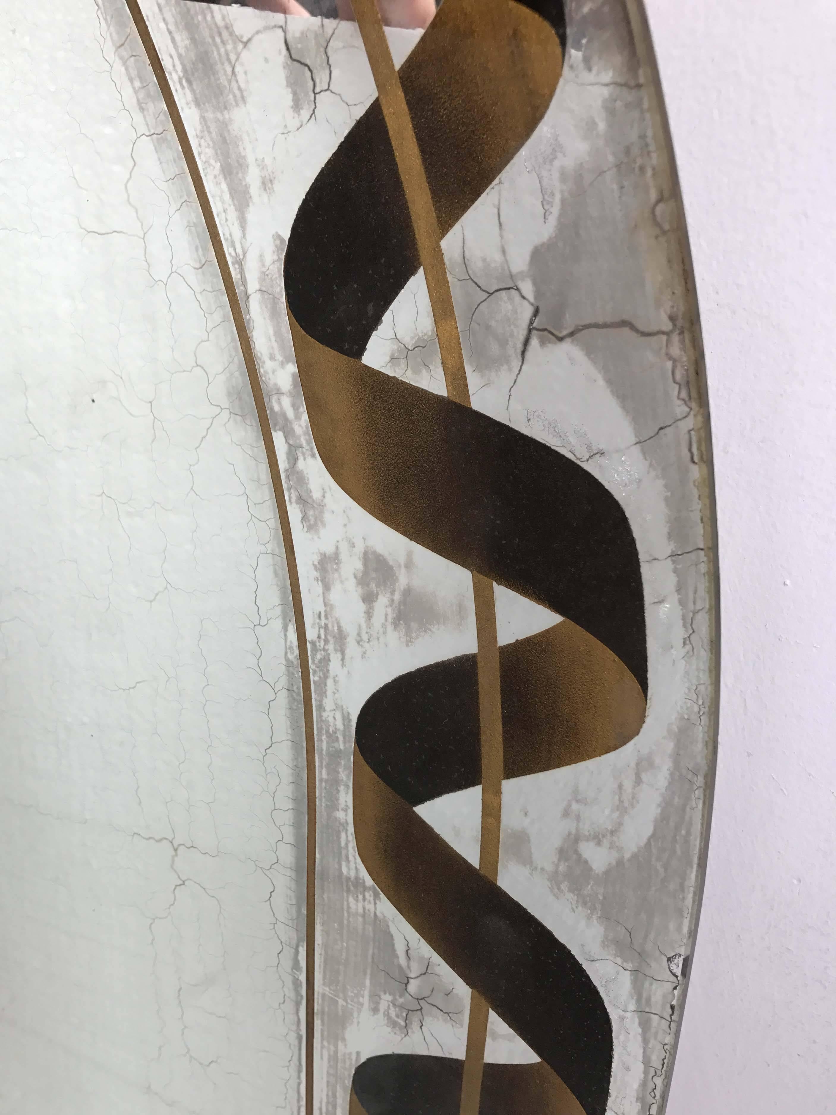Art Deco Églomisé Mirror with Ribbon Motif