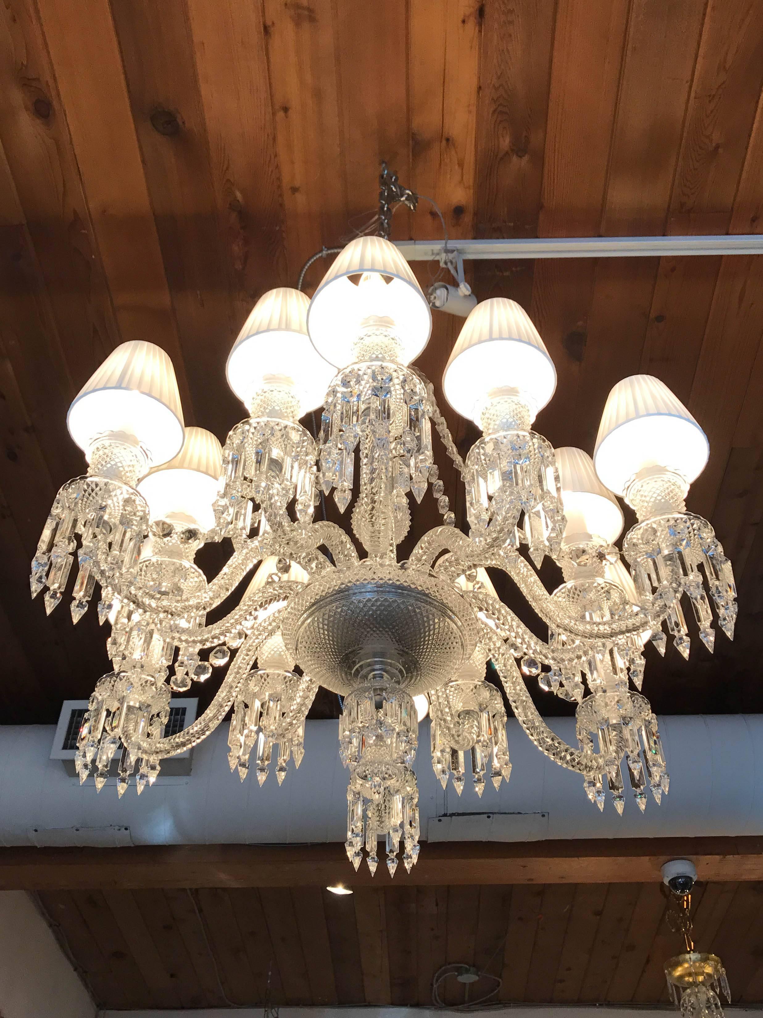 Baccarat Crystal Chandelier, Twelve-Light In Excellent Condition In Vancouver, BC