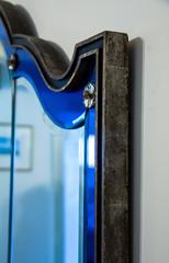 Blue and White Glass Overmantel Mirror