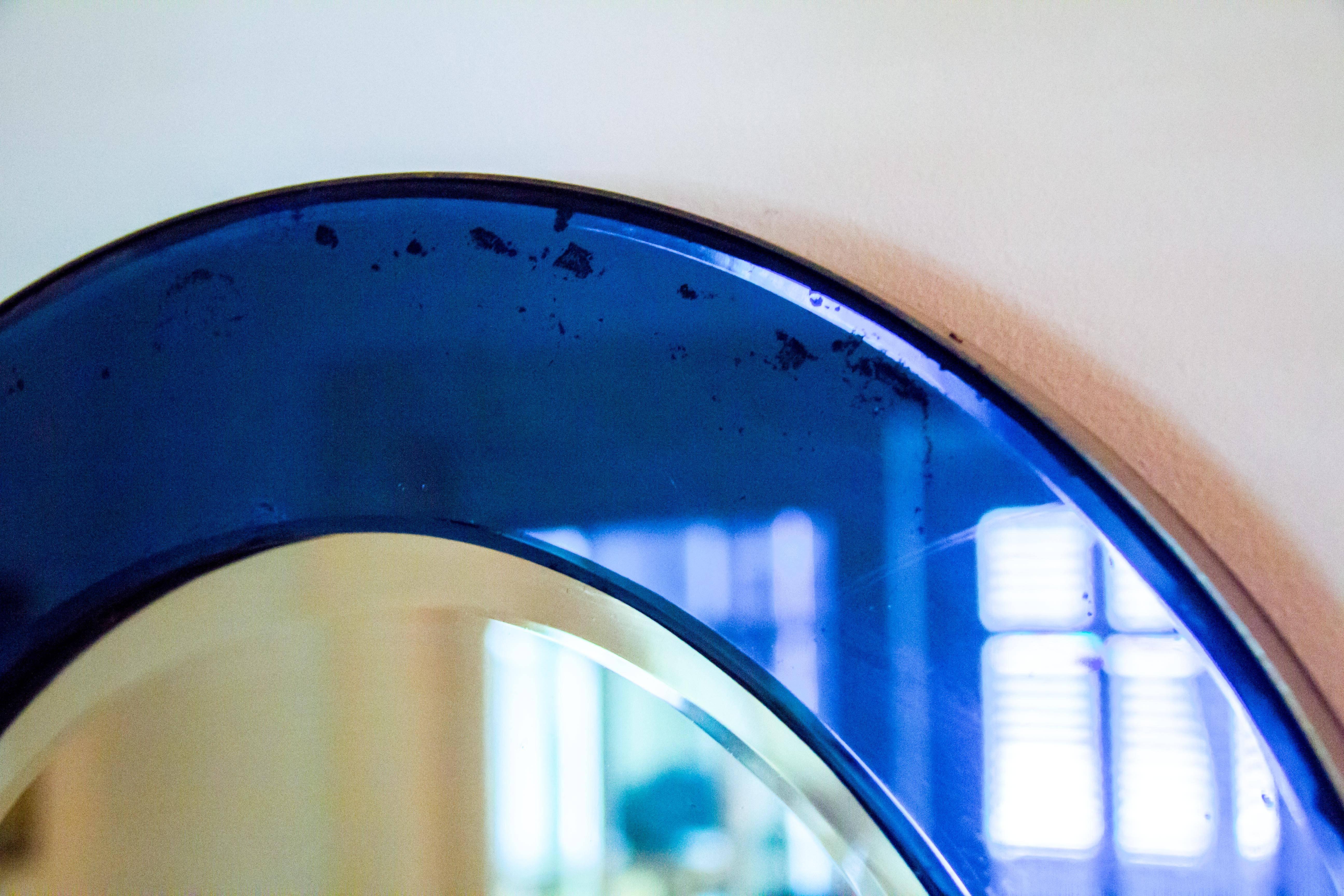 English Venetian Mirror with Sapphire Blue Frame