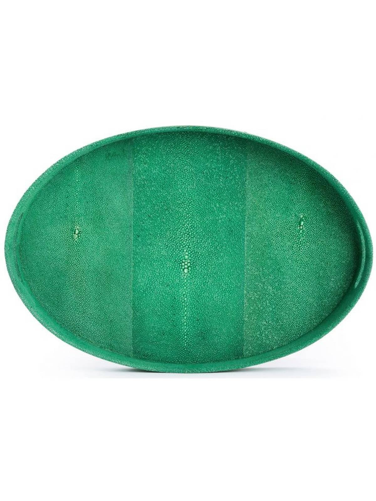 Handmade genuine stingray tray in beautiful emerald green. Subtle variations in shagreen colour are possible, made in France.