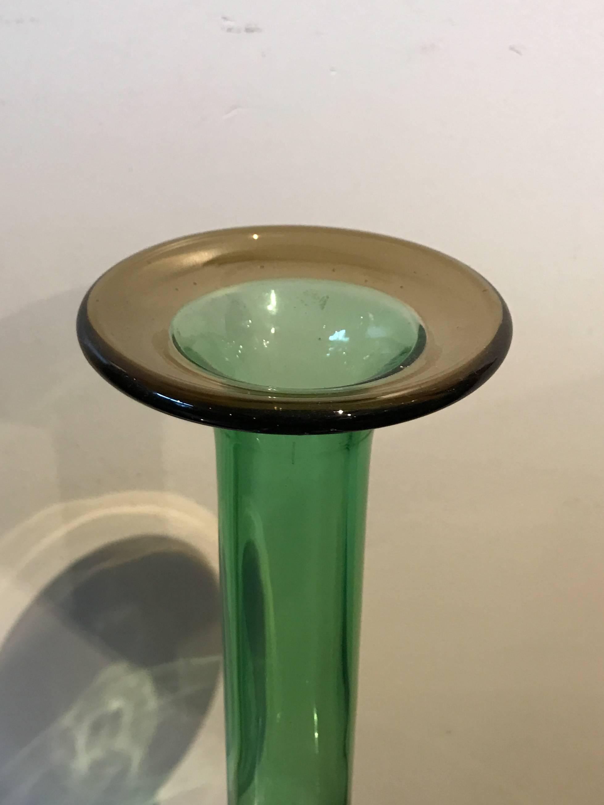 Mid-Century Modern Glass Bottle Vase Attributed to Kastrup Holmegaard For Sale