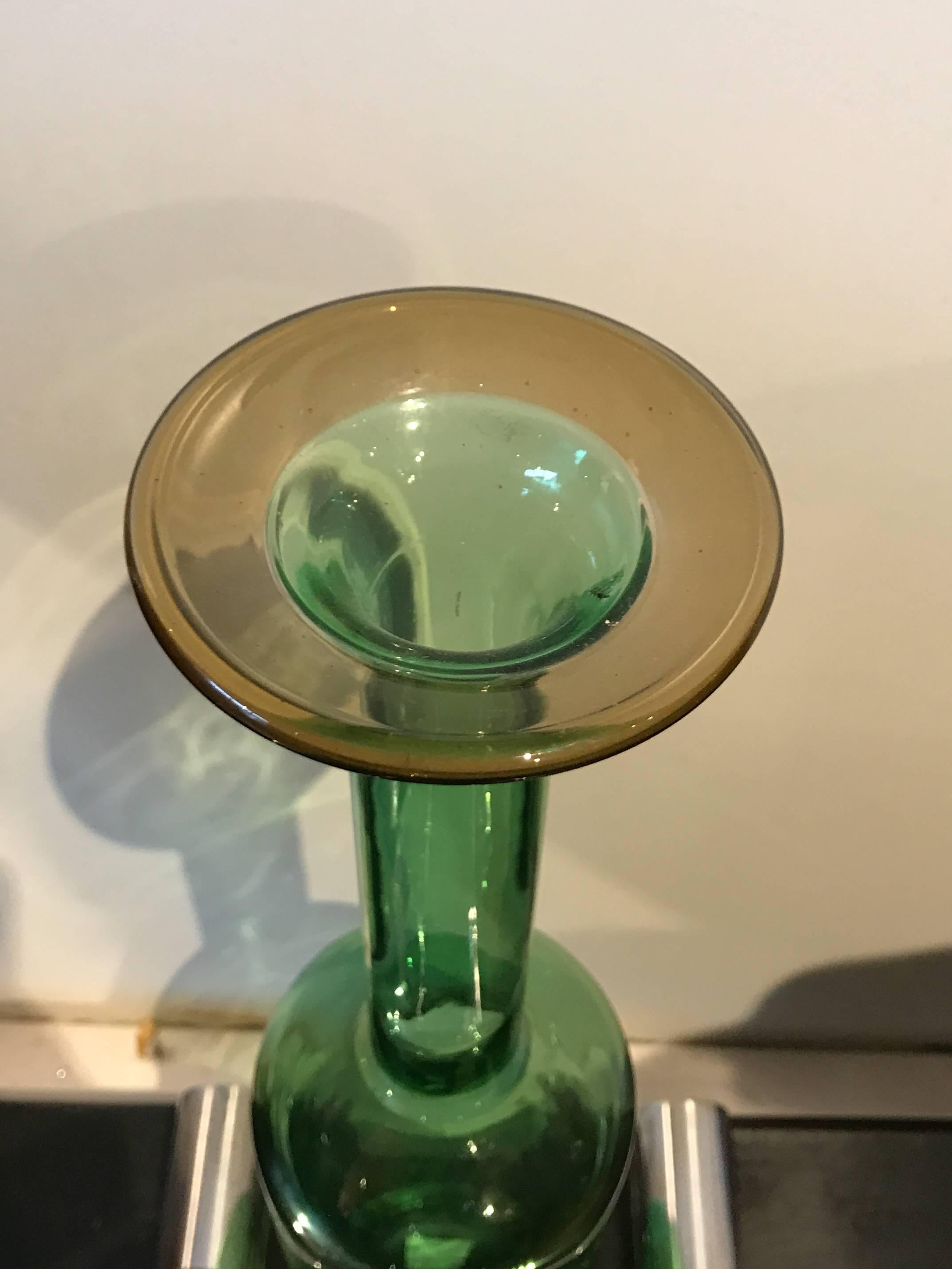 Danish Glass Bottle Vase Attributed to Kastrup Holmegaard For Sale