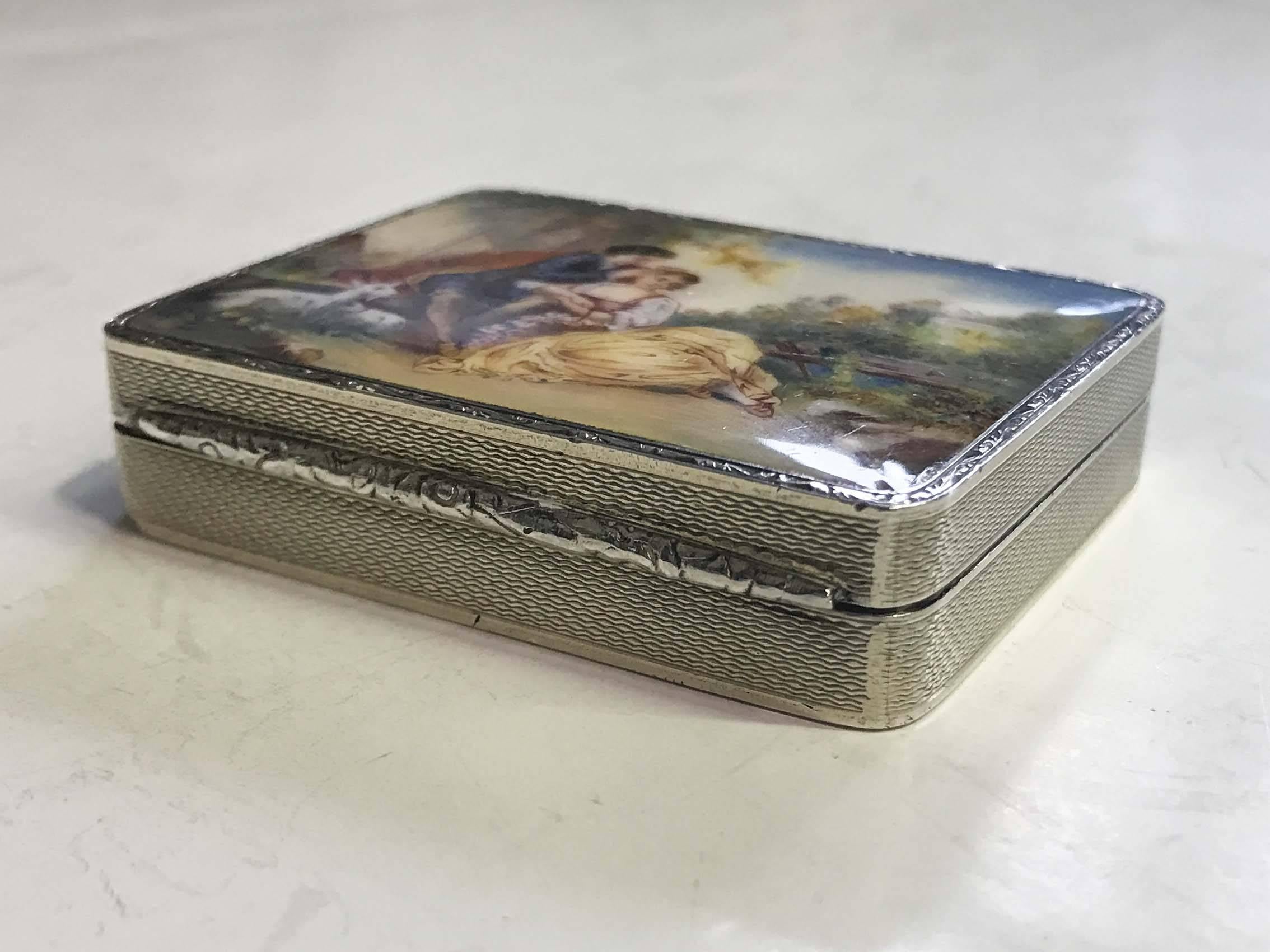 Neoclassical Enamel and Silver Compact For Sale