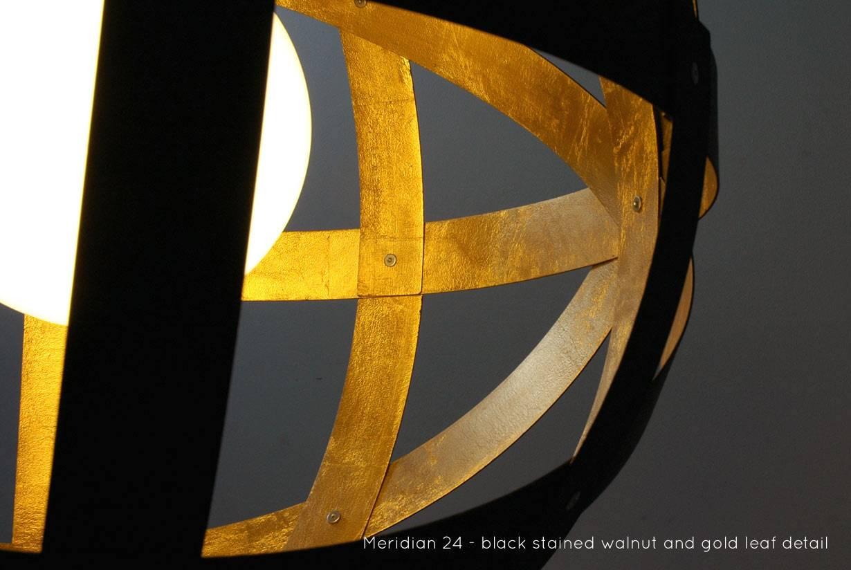 Canadian Meridian 36 Black Stained Walnut and Gold Leaf Pendant For Sale