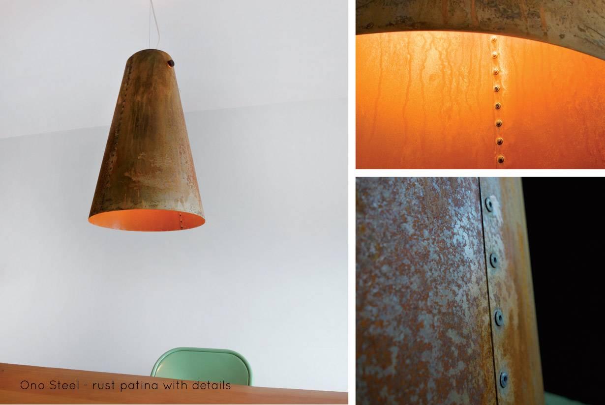 Rustic Ono Steel Pendant Light, Rust Patina For Sale