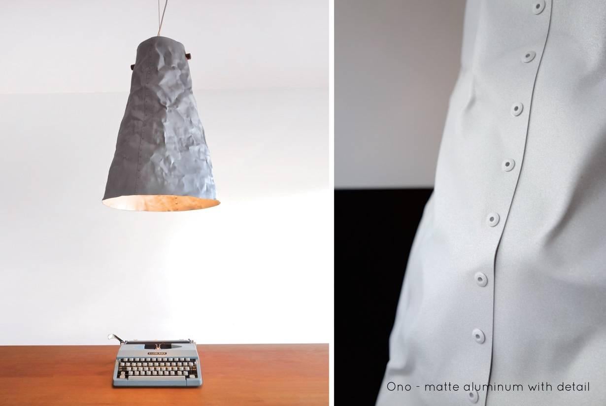 Canadian Ono Distressed Aluminium Pendant Light, Matte White For Sale
