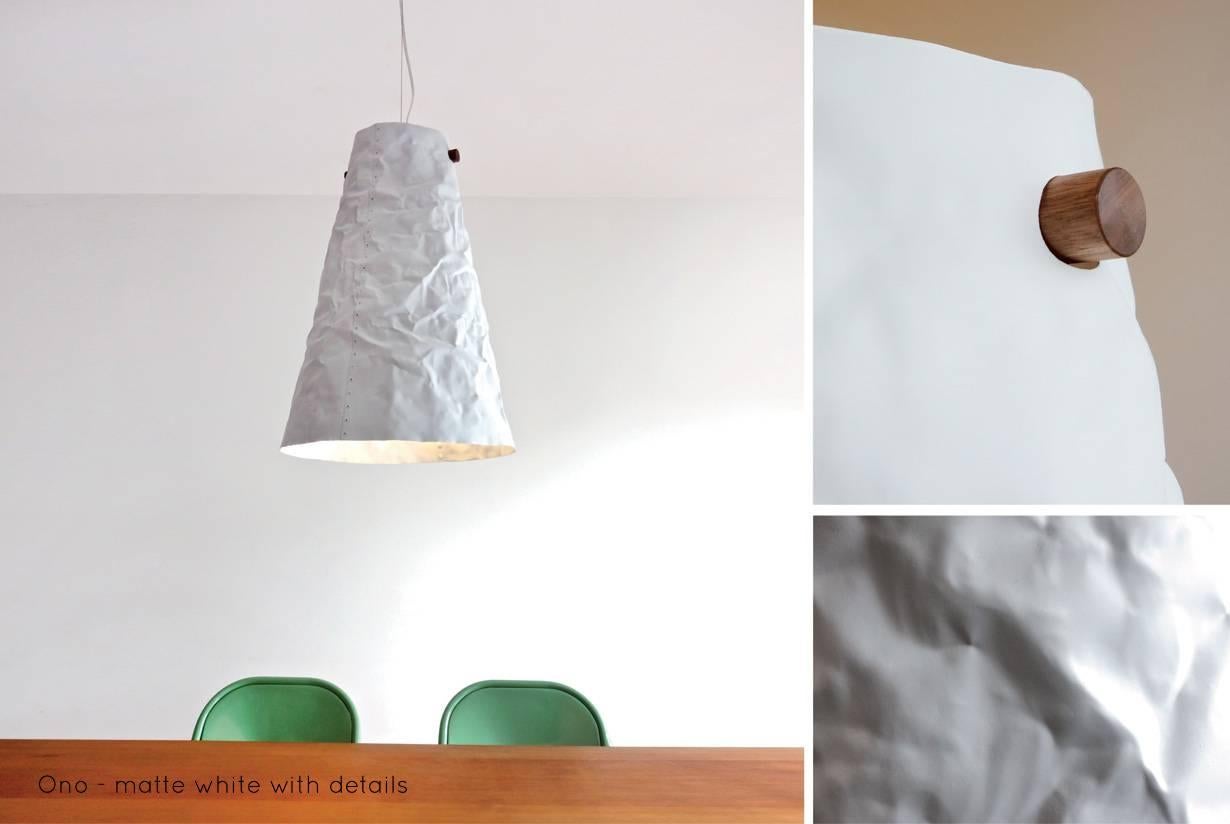 Modern Ono Distressed Aluminium Pendant Light, Matte White For Sale