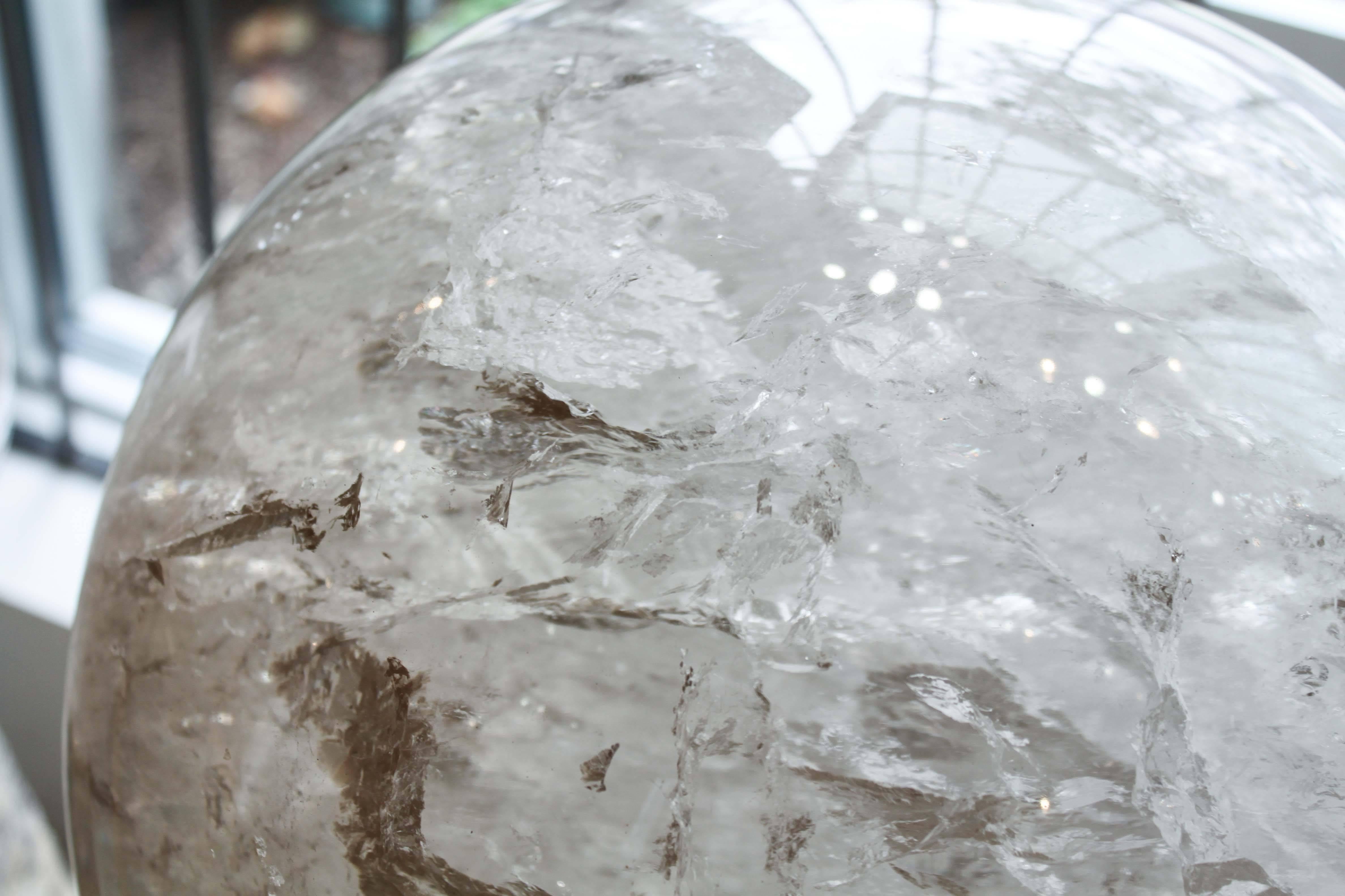 Modern Monumental Quartz Crystal Sphere For Sale