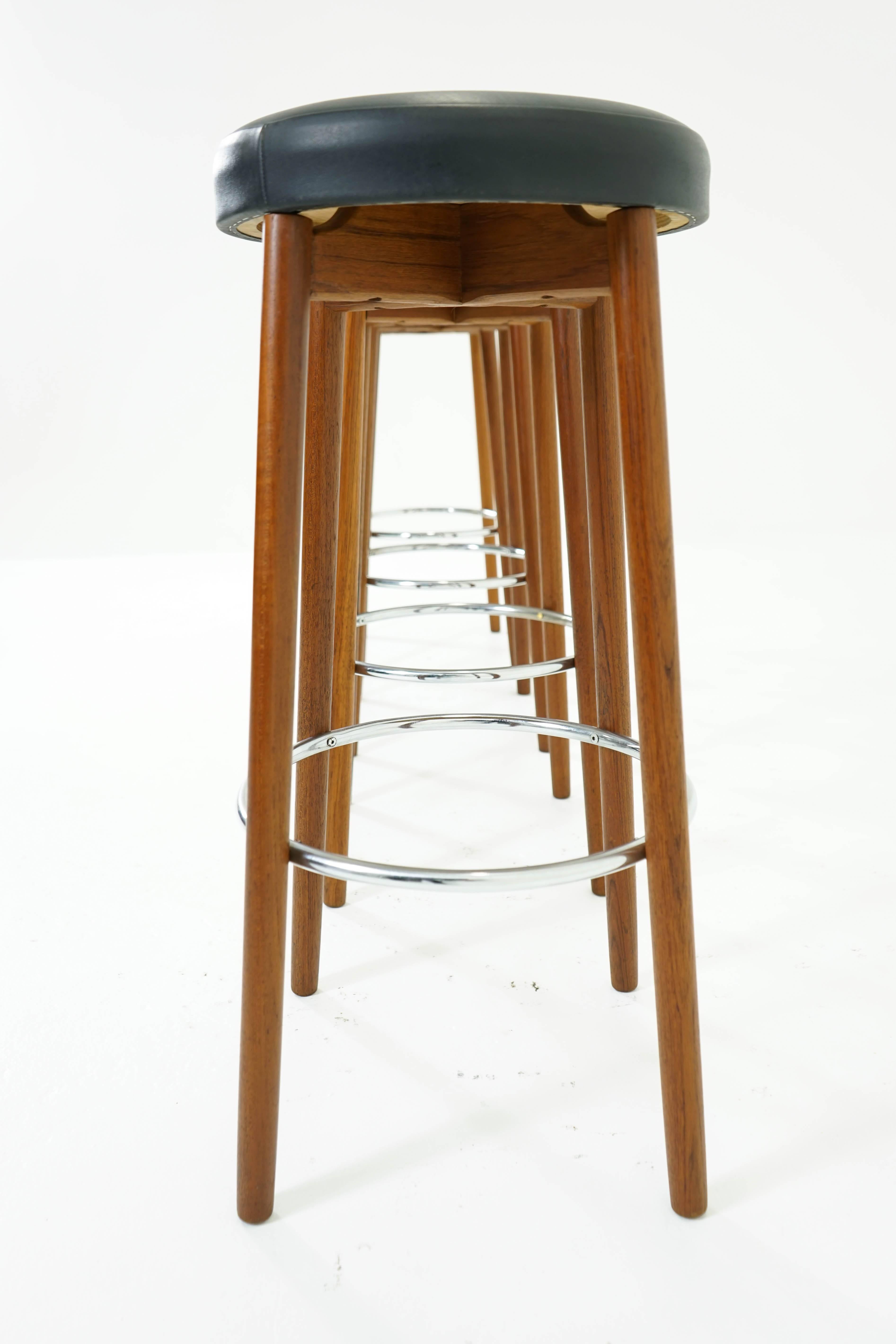 Teak Bar Stools by Hugo Frandsen for Spottrup, Set of Four In Good Condition In Vancouver, BC