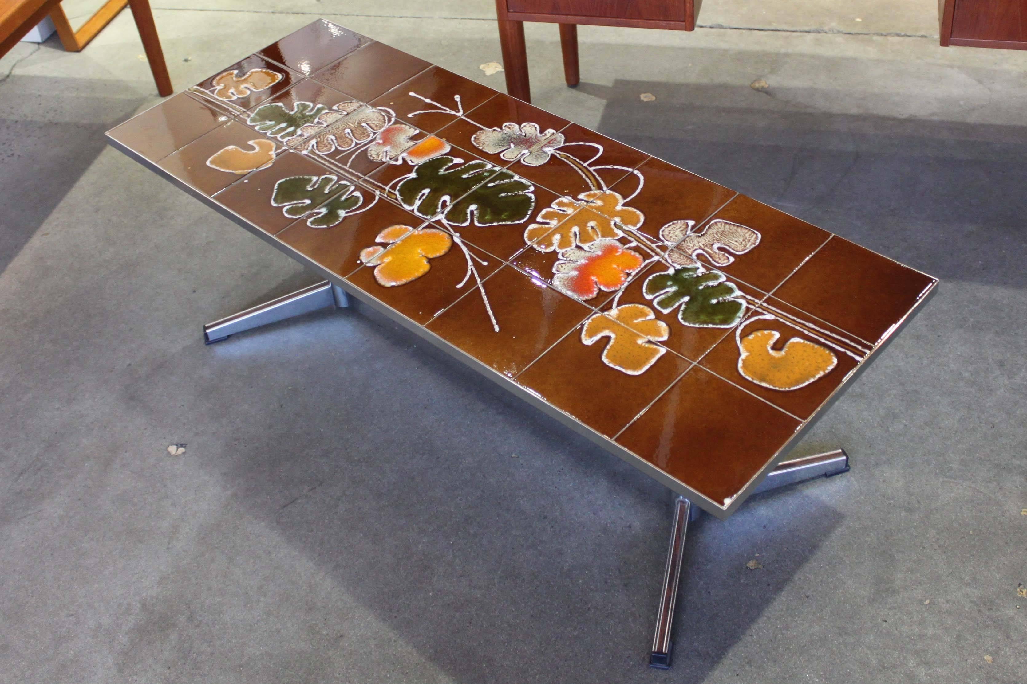 Mid-Century Modern Tiled Coffee Table Attributed to Adri For Sale