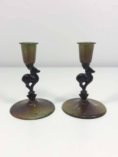Ystad Brons Fawn Candleholders, Pair