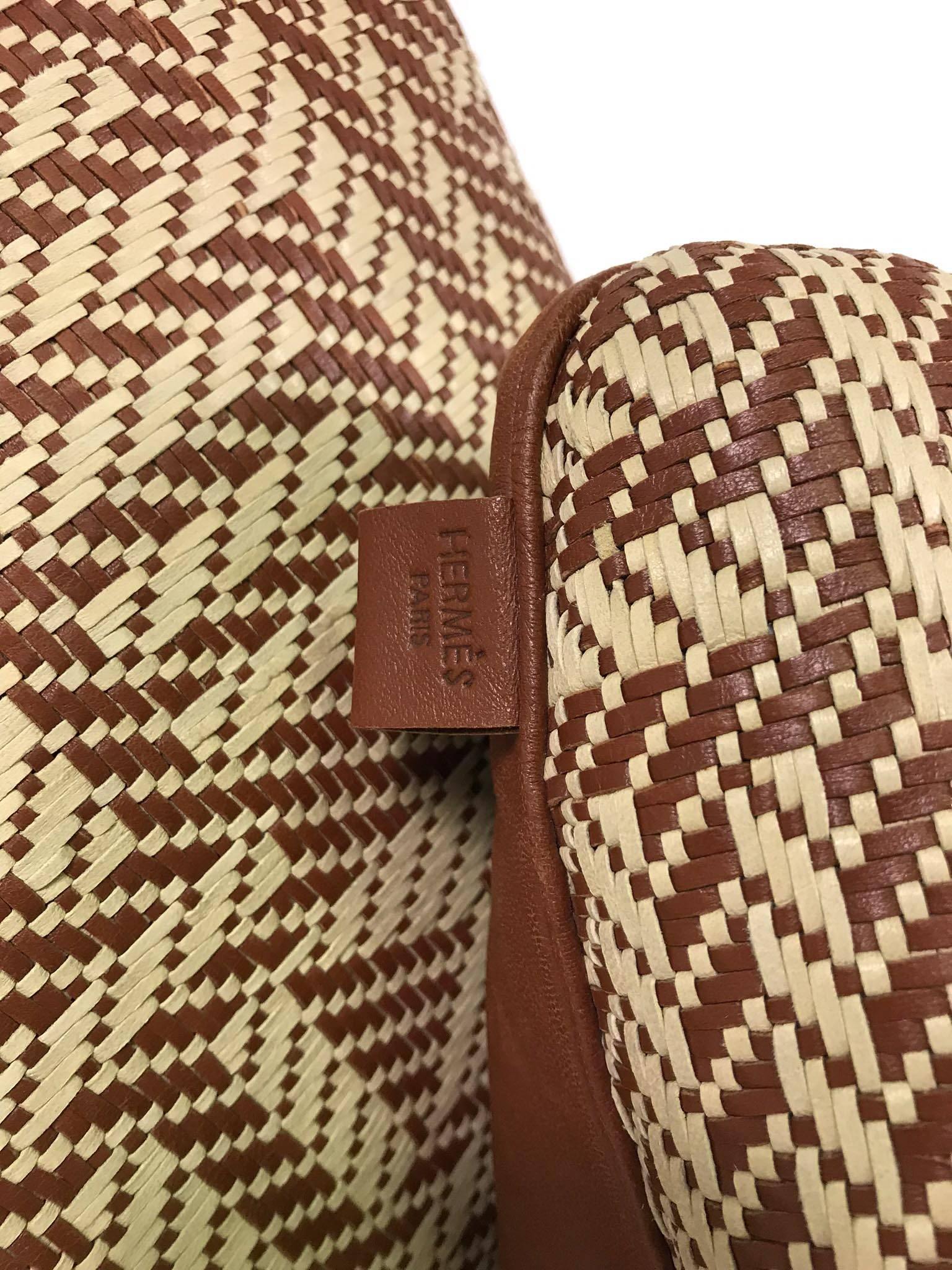 Italian Hermès Leather Pillows, Pair